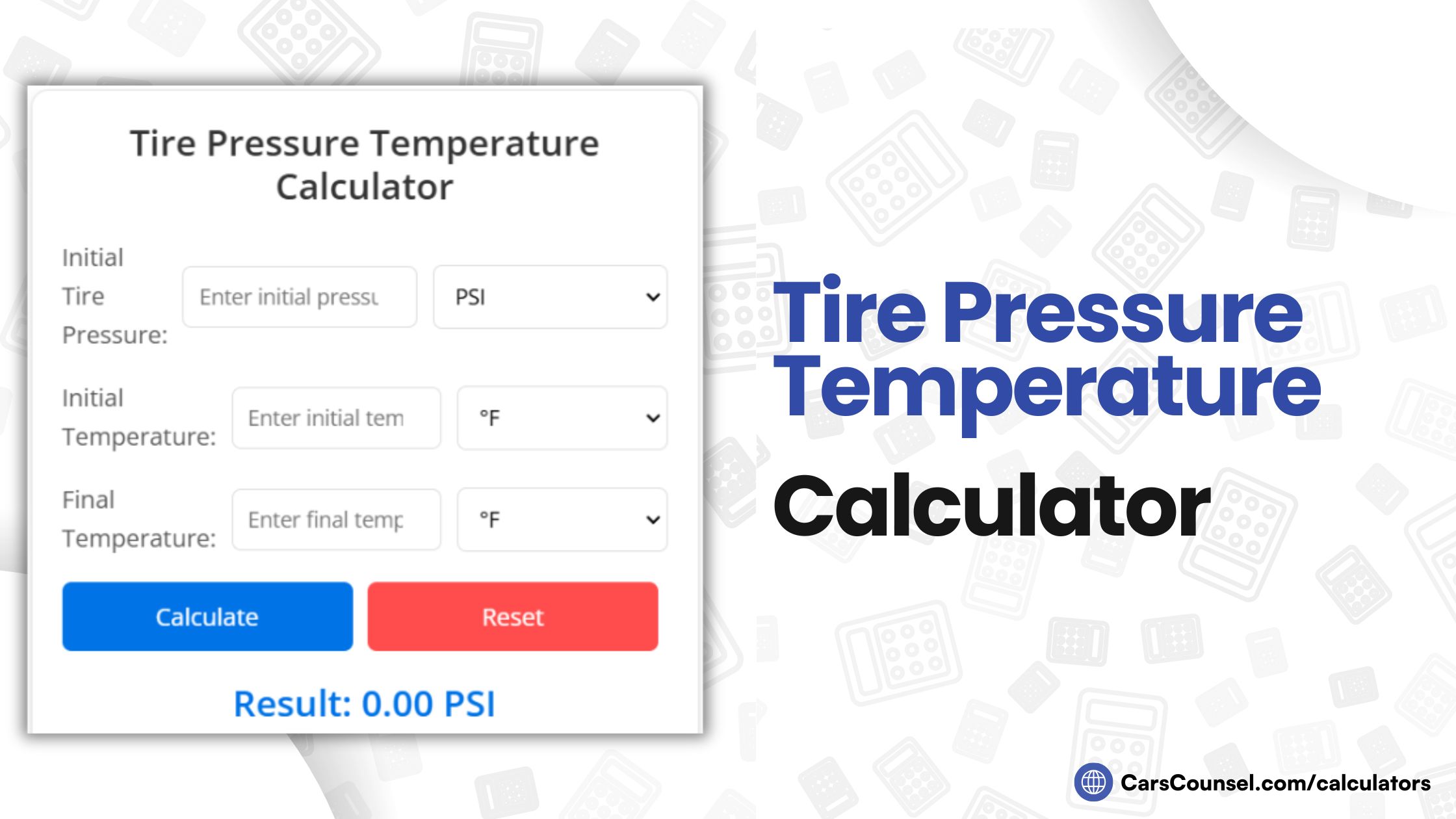 Tire Pressure Temperature Calculator