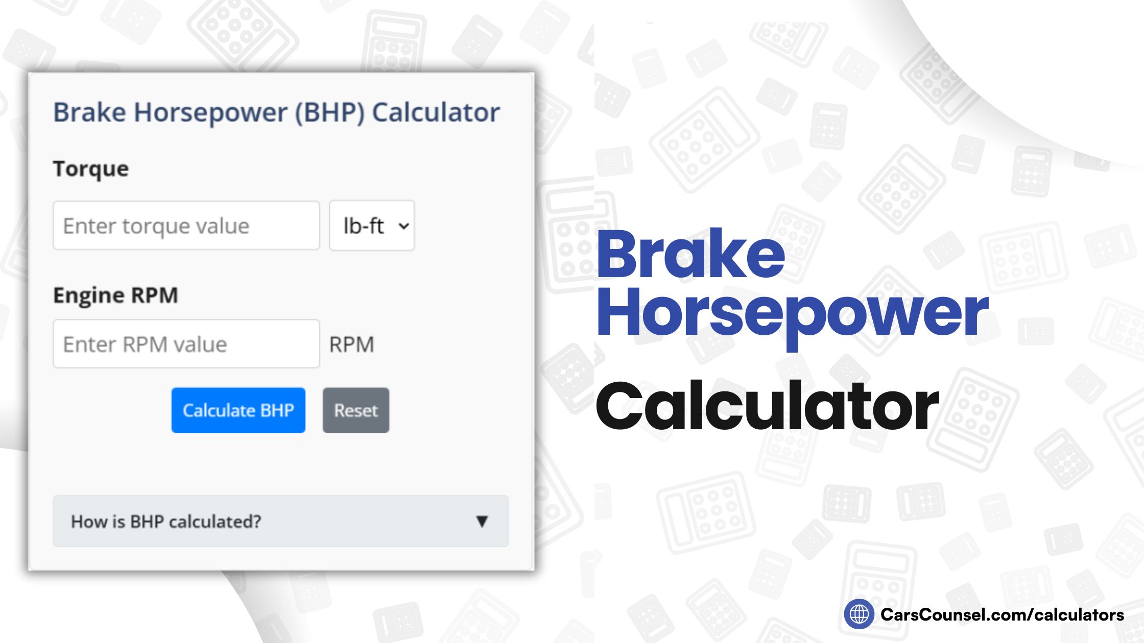 Brake Horsepower BHP Calculator