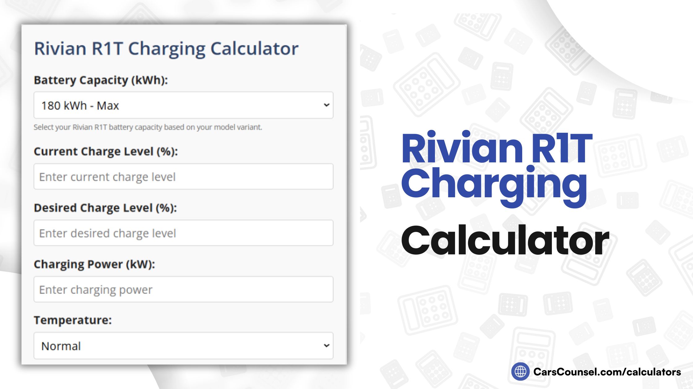 Rivian R1 T Charging Calculator