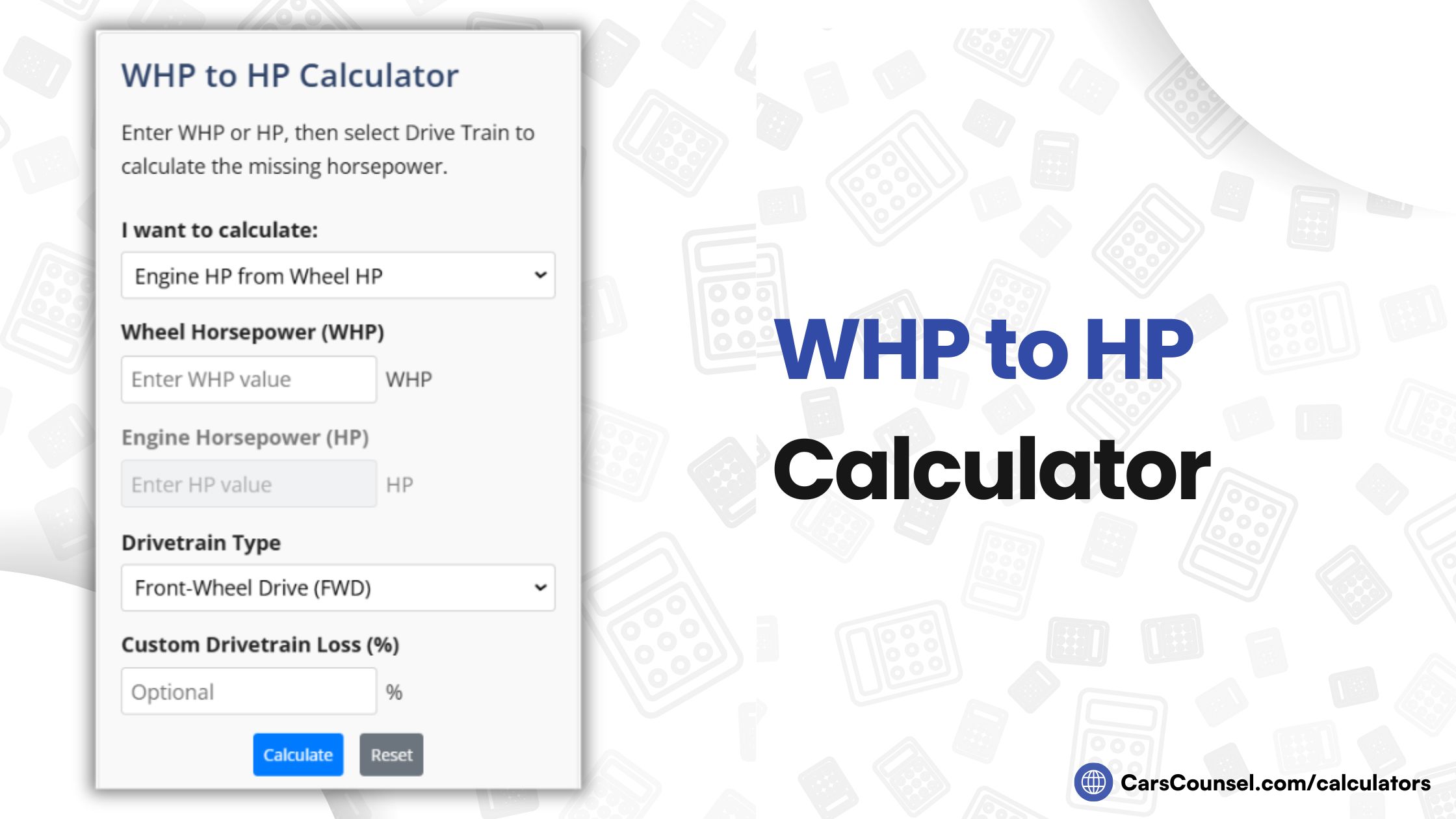 WHP To HP Calculator