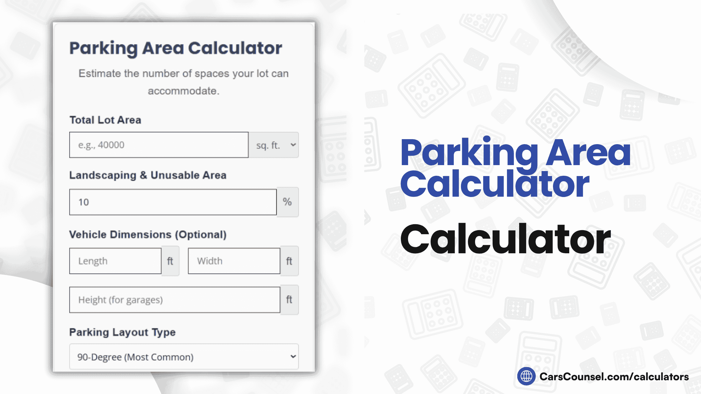 Parking Area Calculator Calculator