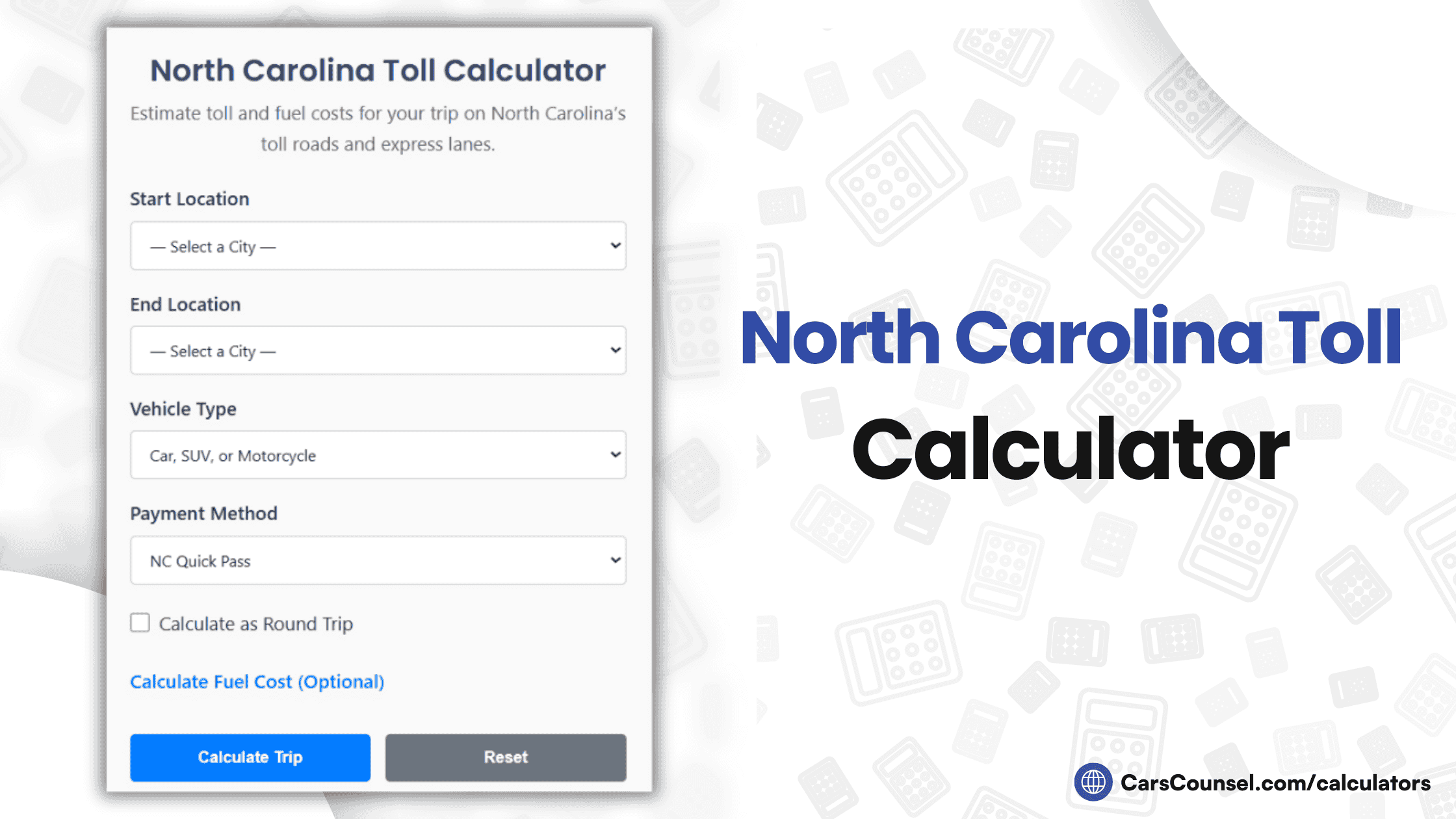 North Carolina Toll Calculator