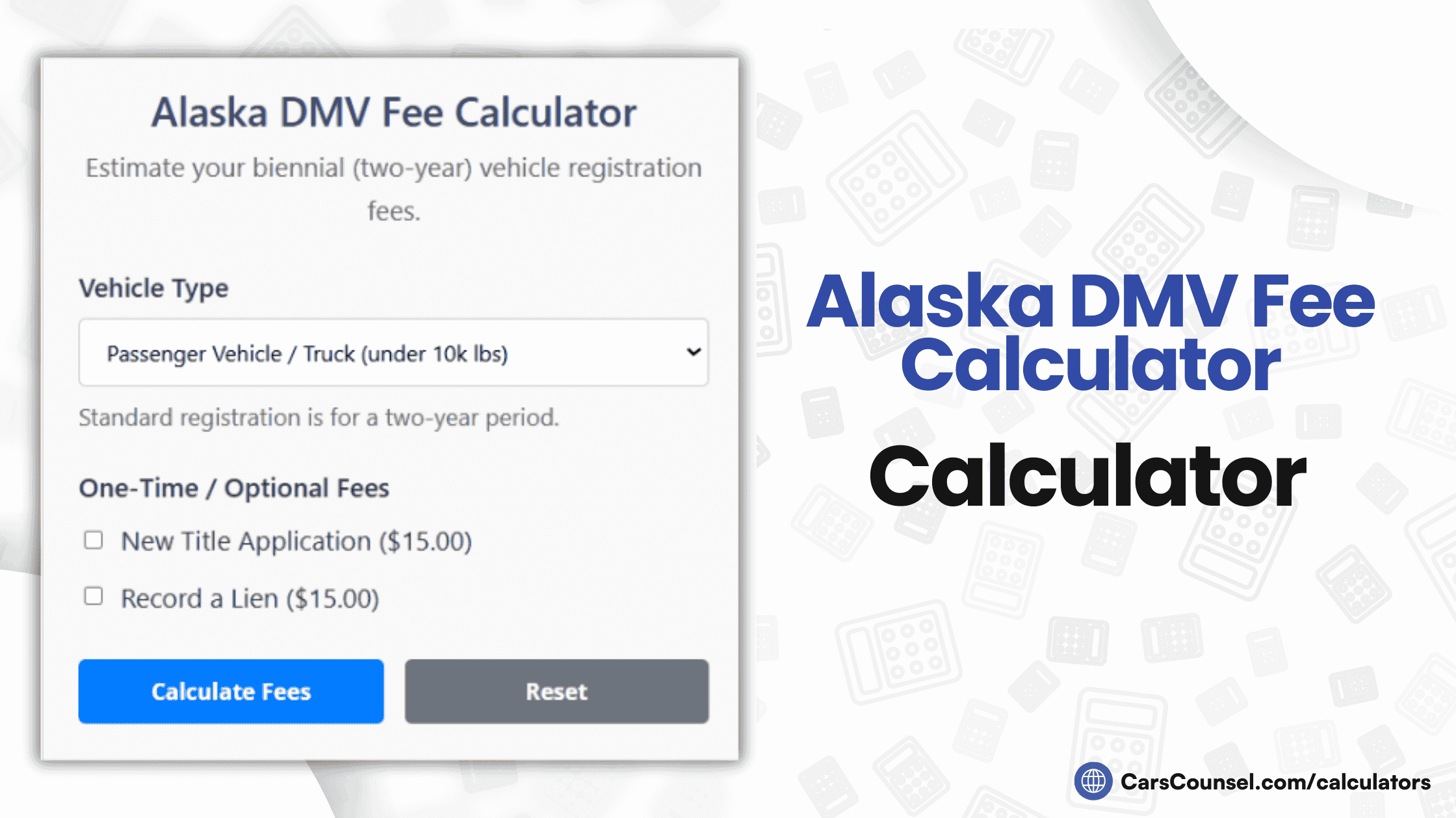 Alaska Car Registration Fee Calculator