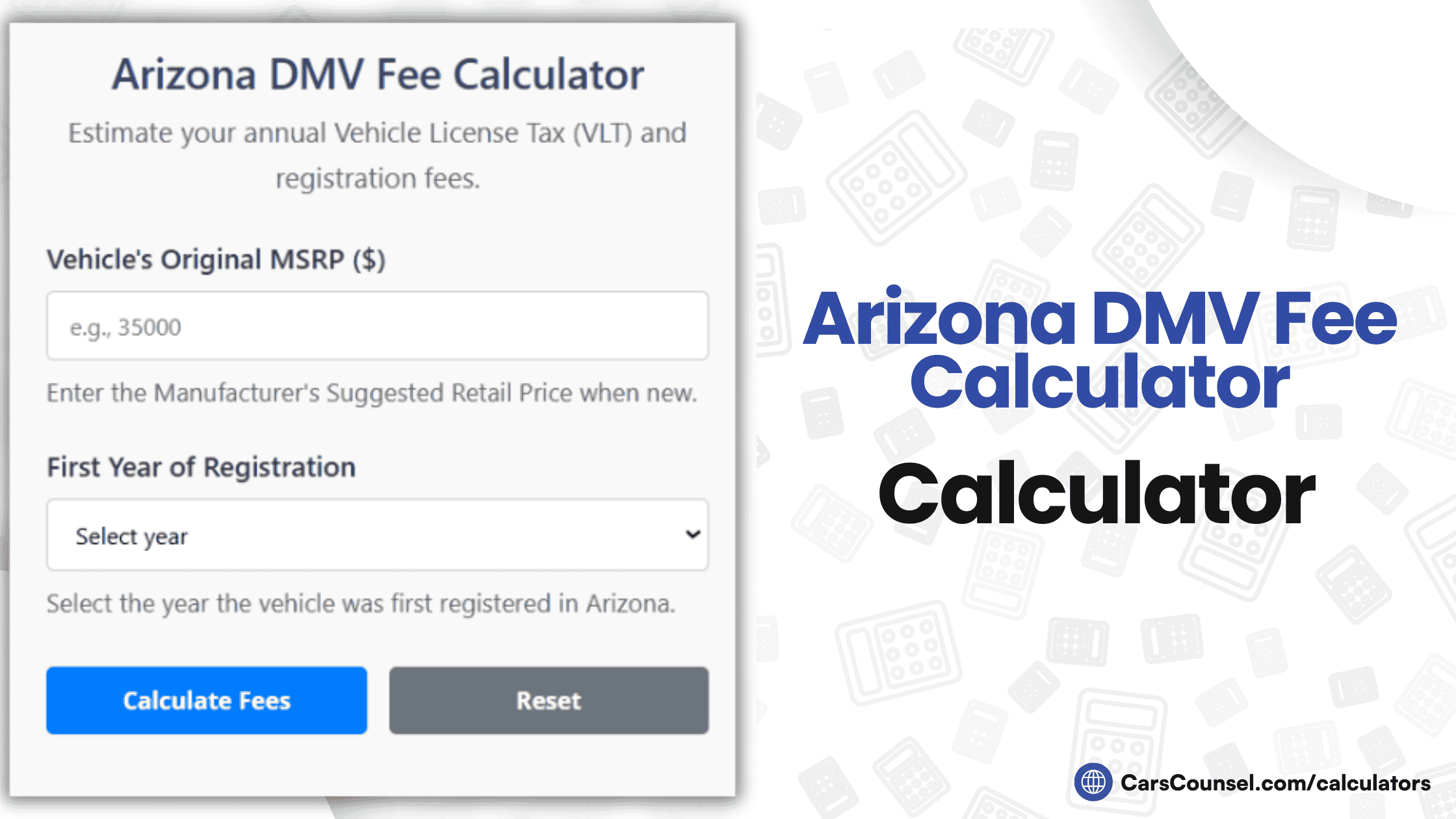 Arizona Car Registration Fee Calculator