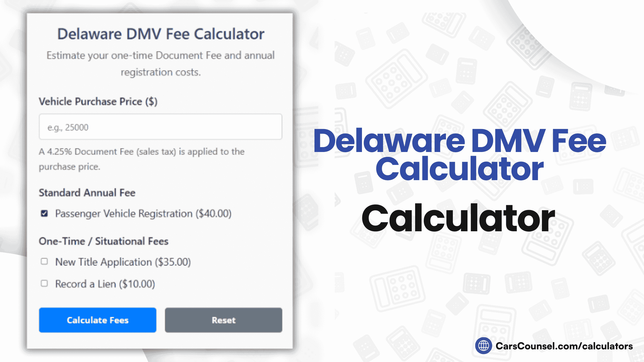 Delaware Car Registration Fee Calculator