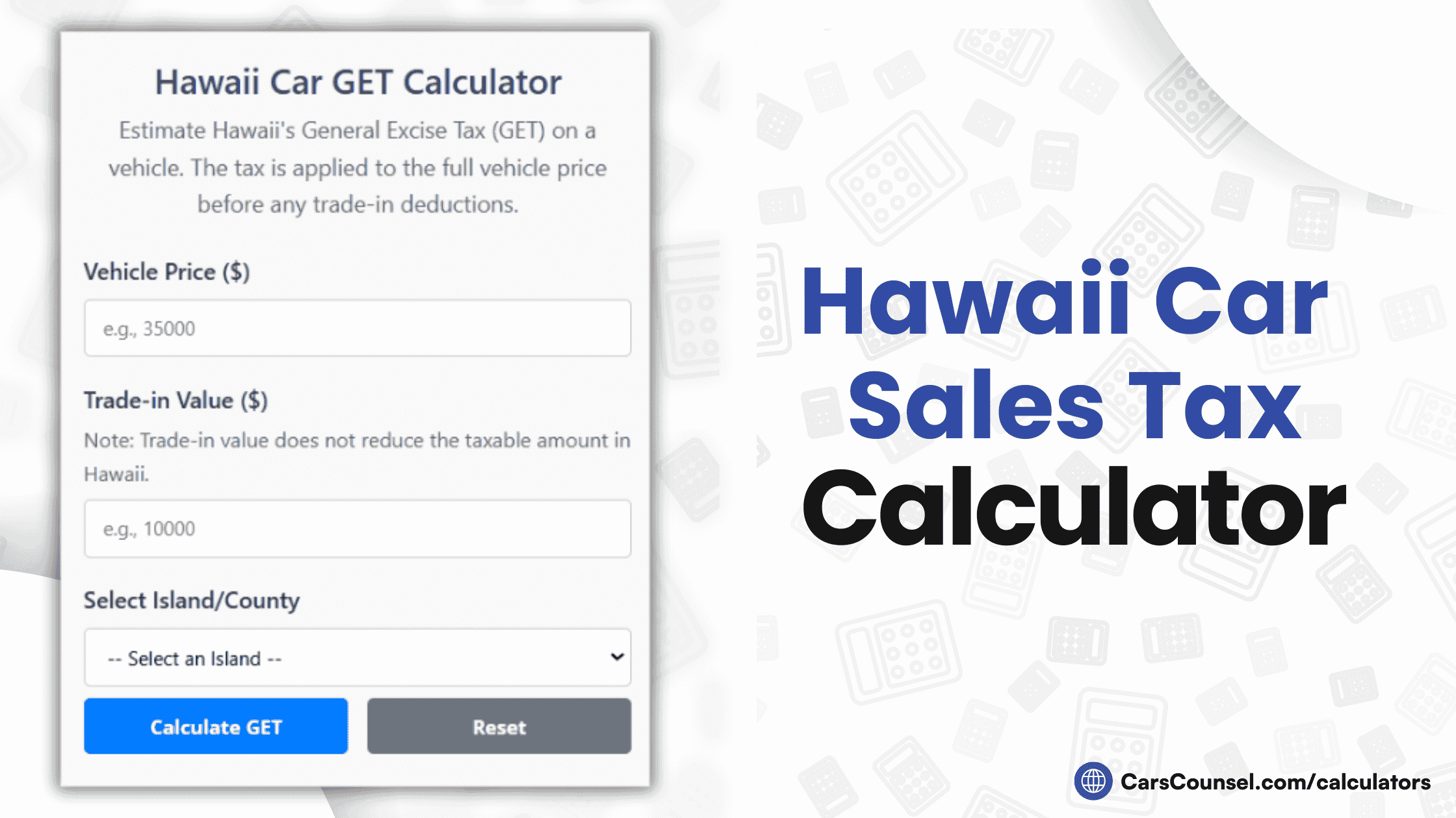 Hawaii Car Sales Tax Calculator