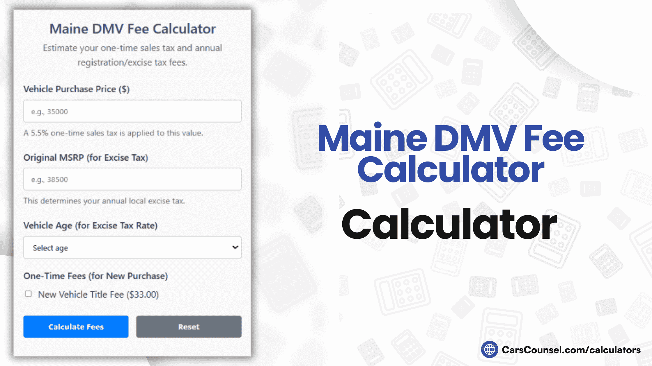 Maine Car Registration Fee Calculator