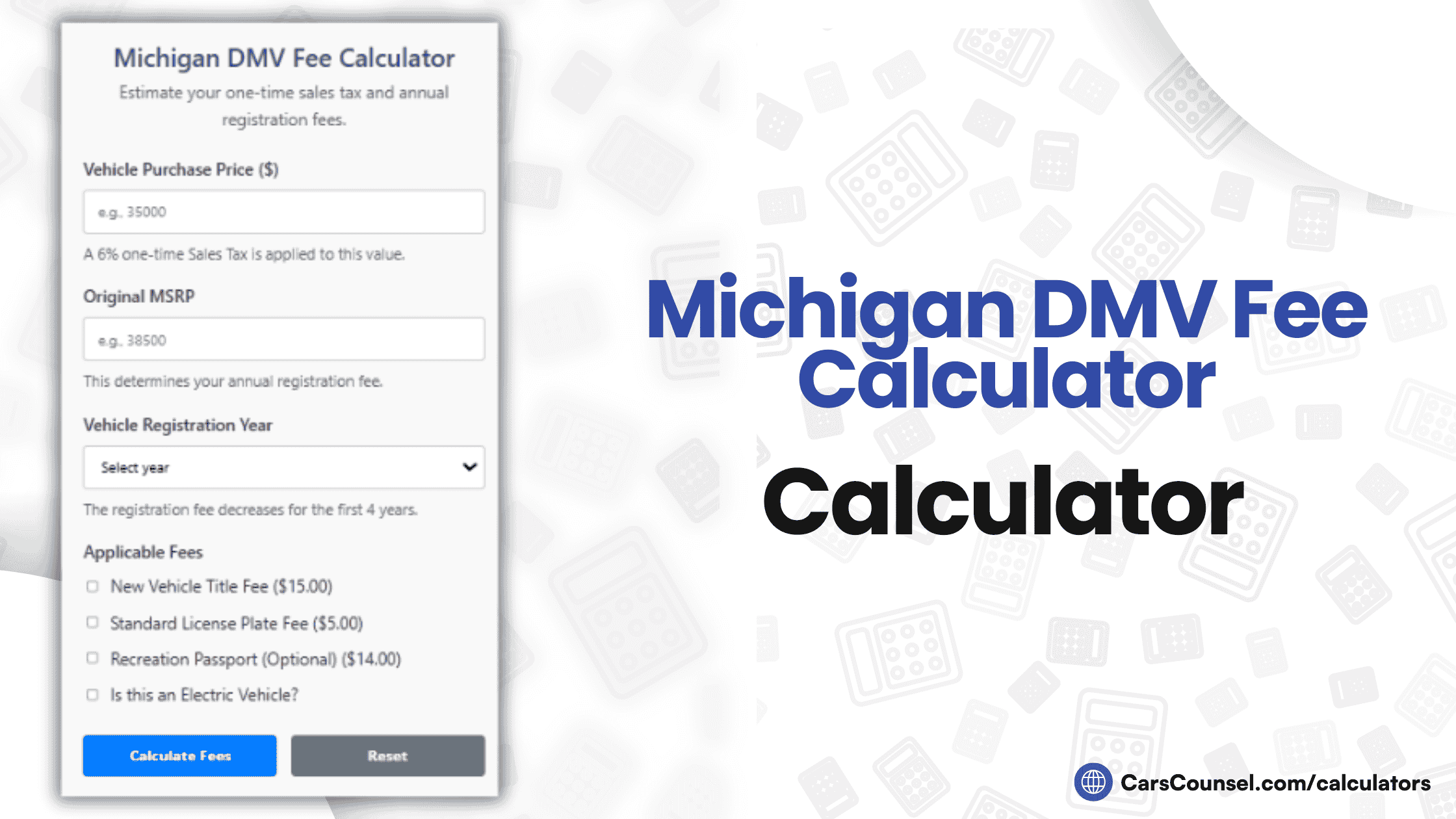 Michigan Car Registration Fee Calculator