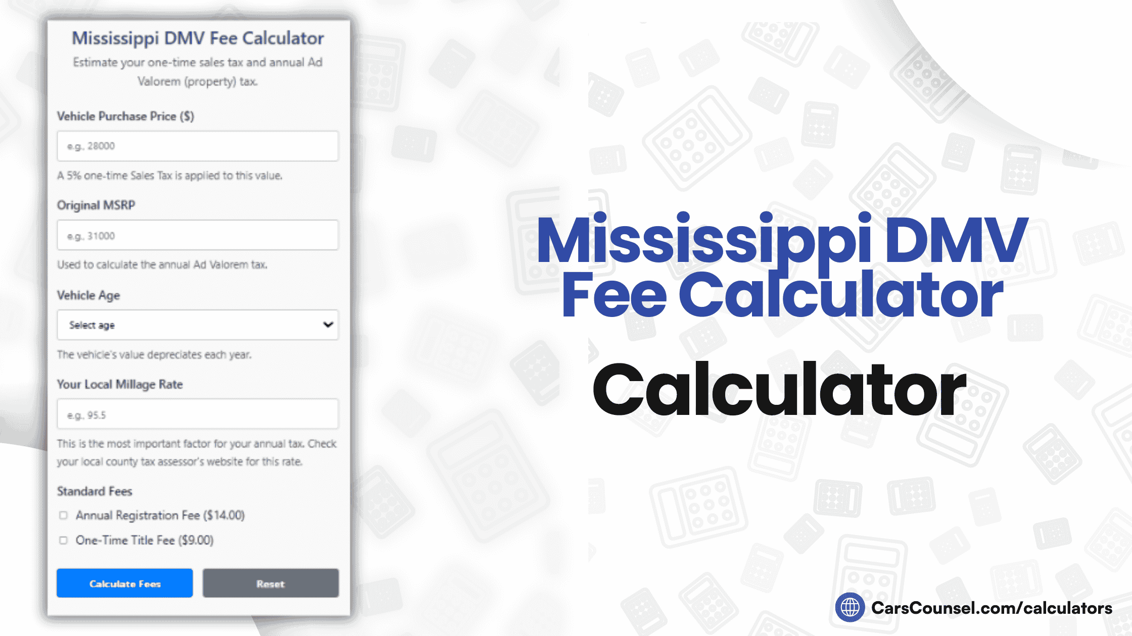 Mississippi Car Registration Fee Calculator