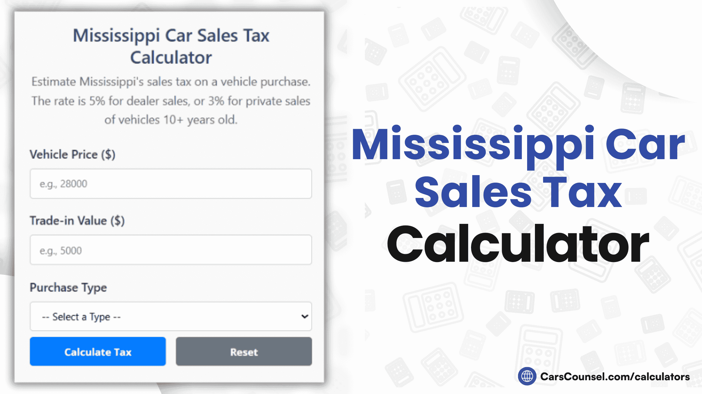 Mississippi Car Sales Tax Calculator