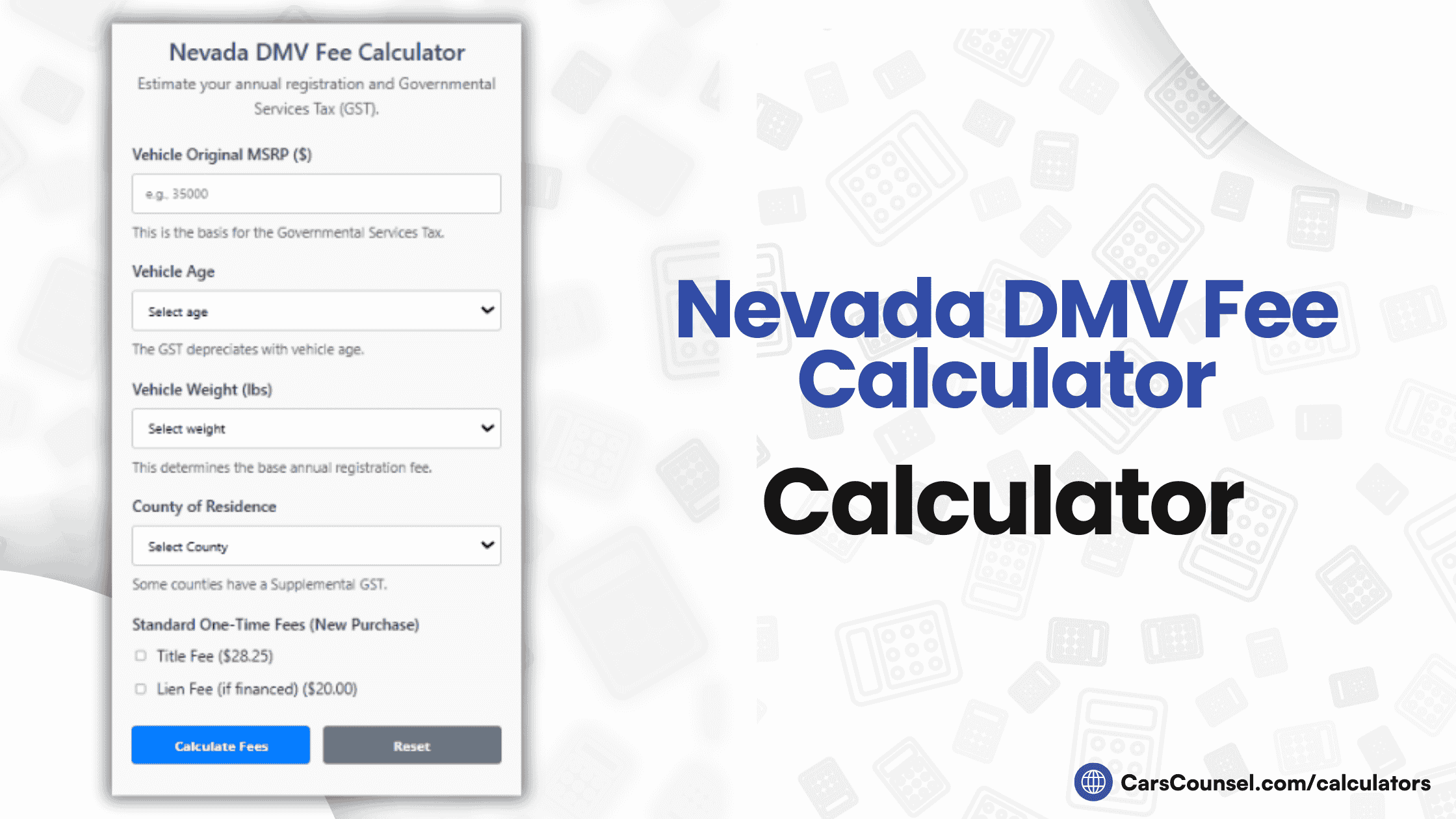 Nevada Car Registration Fee Calculator
