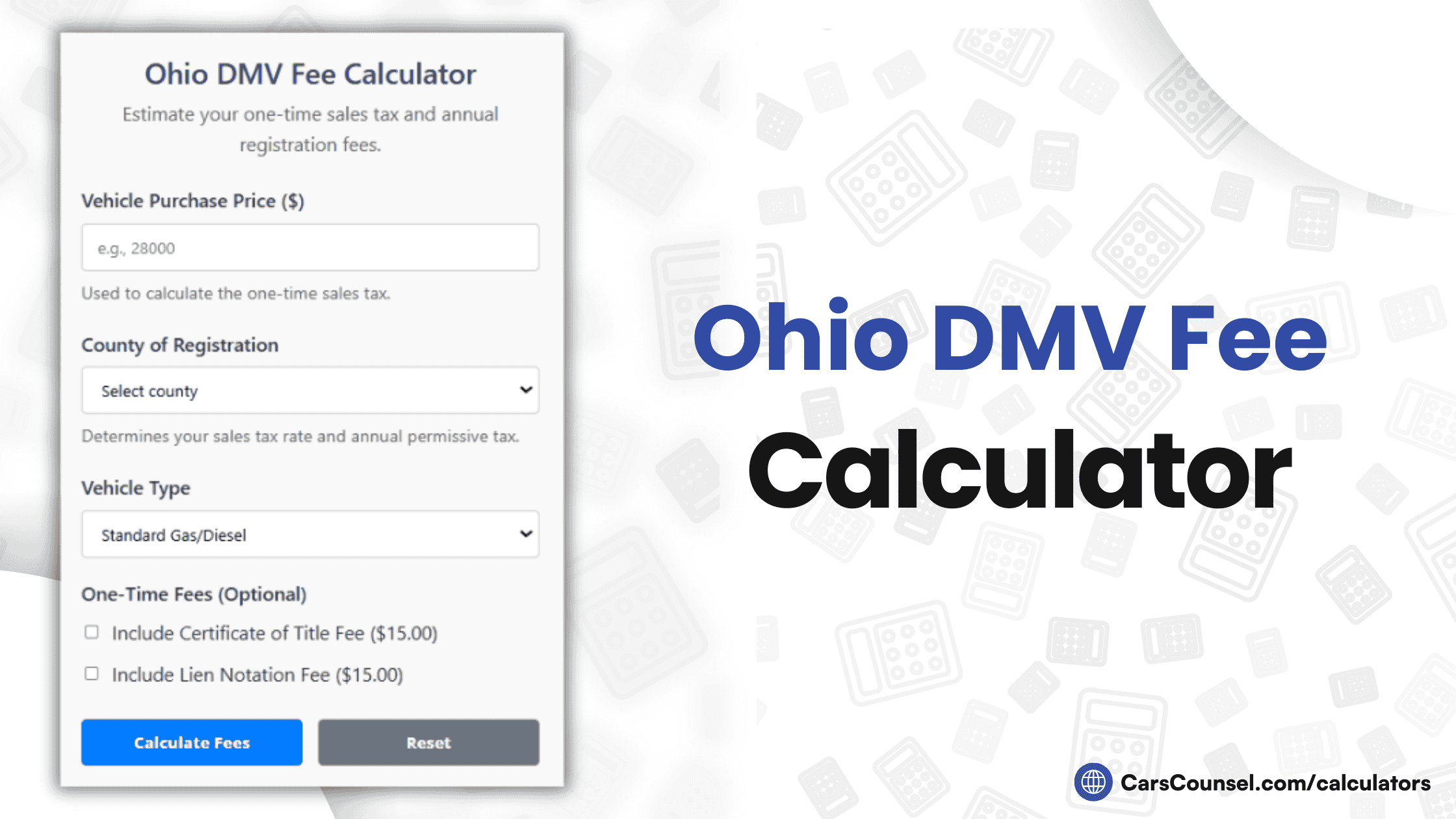Ohio Car Registration Fee Calculator