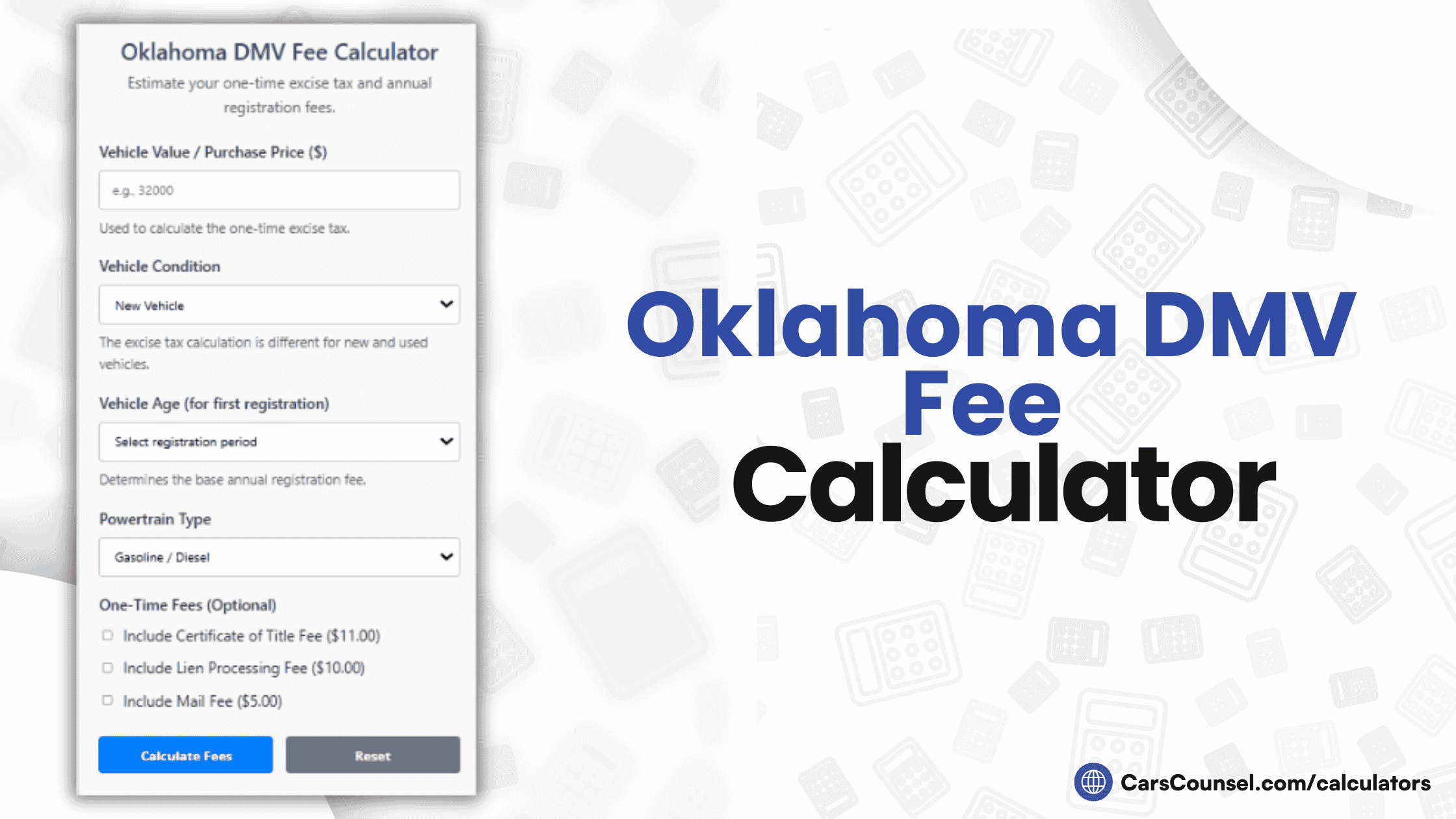 Oklahoma Car Registration Fee Calculator