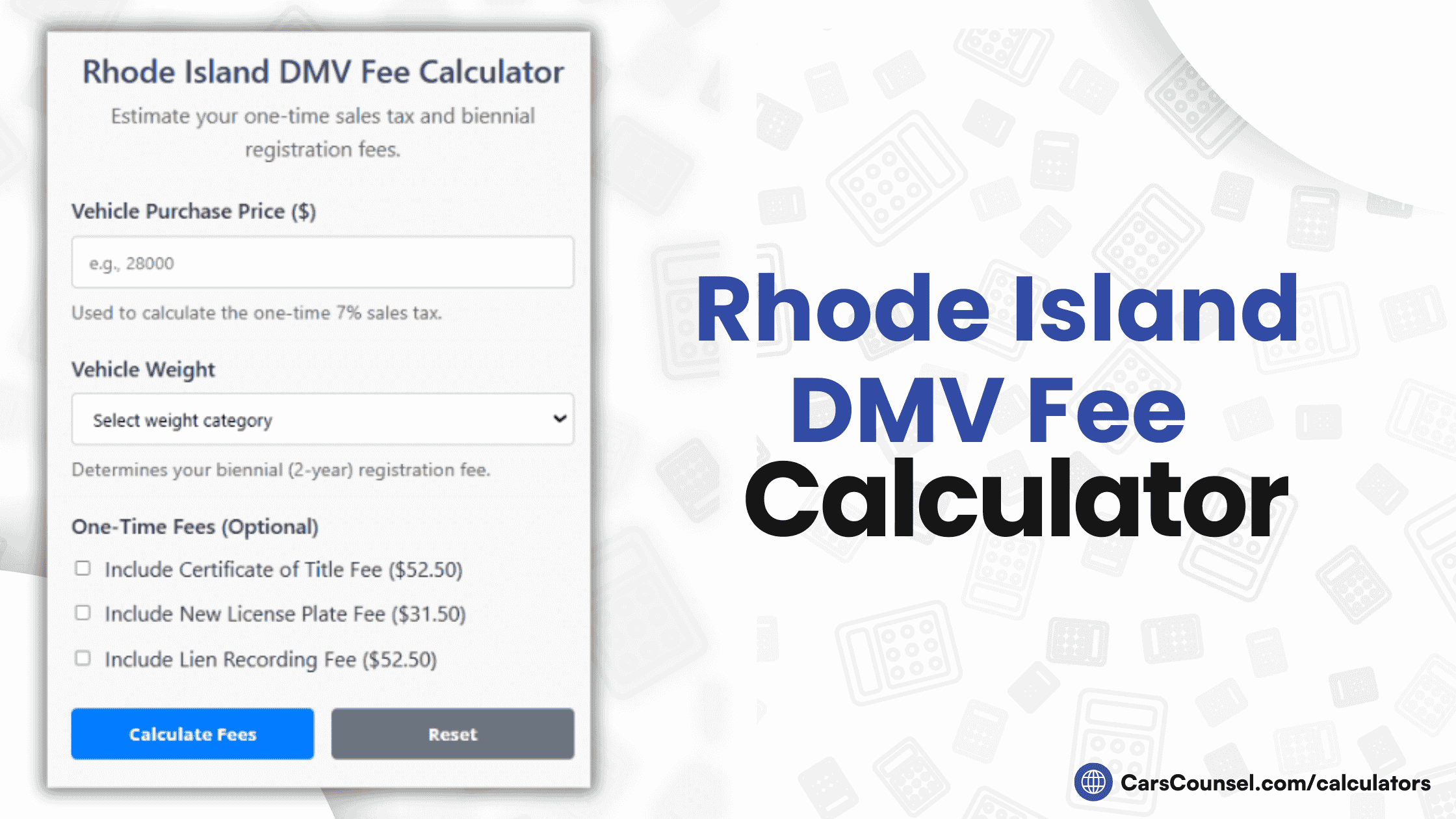 Rhode Island Car Registration Fee Calculator