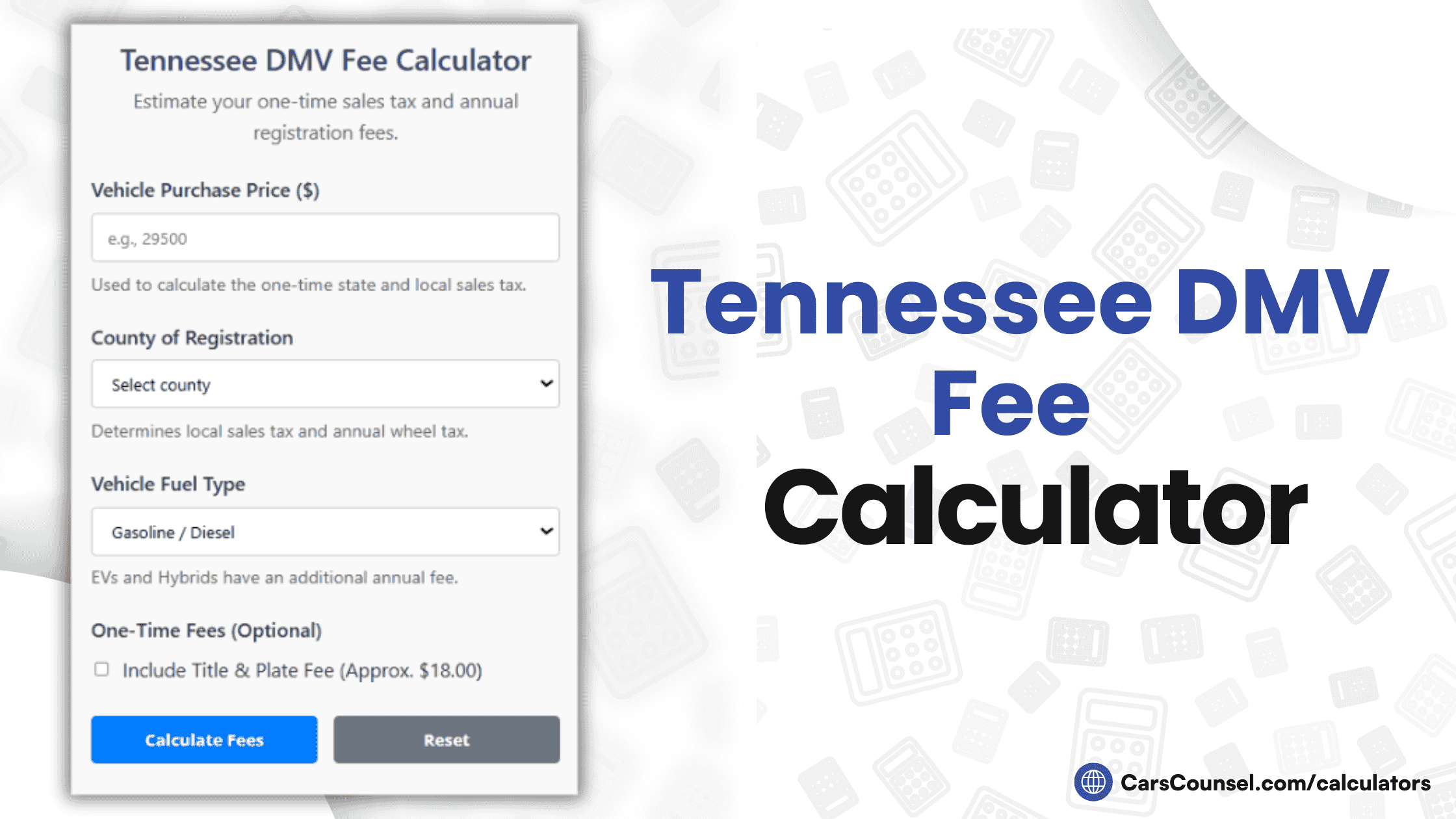 Tennessee Car Registration Fee Calculator