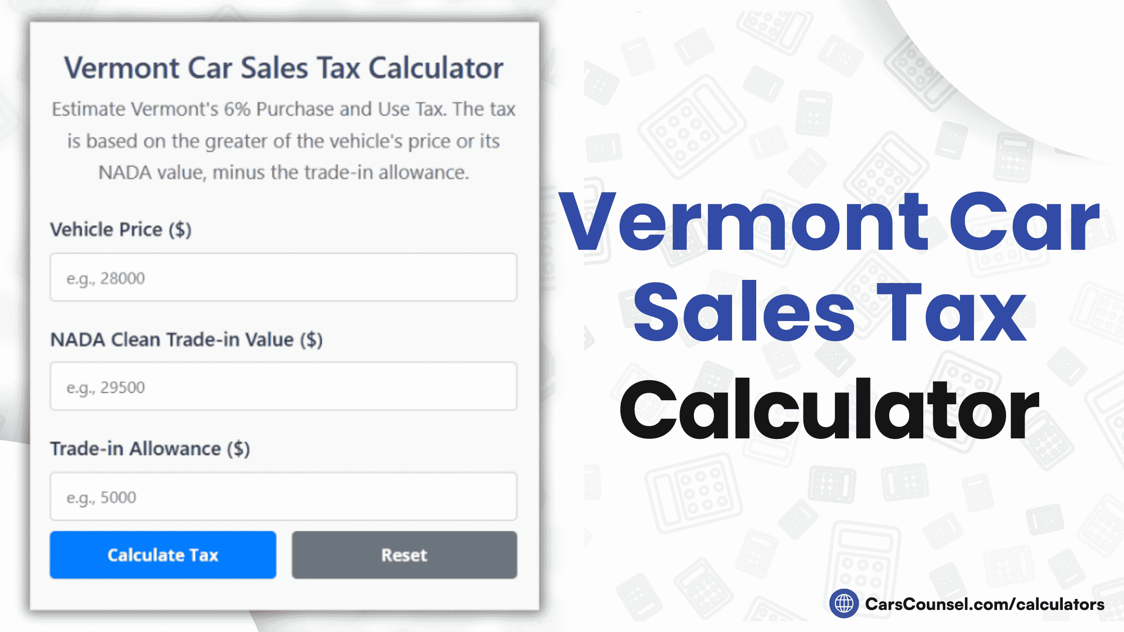 Vermont Car Sales Tax Calculator