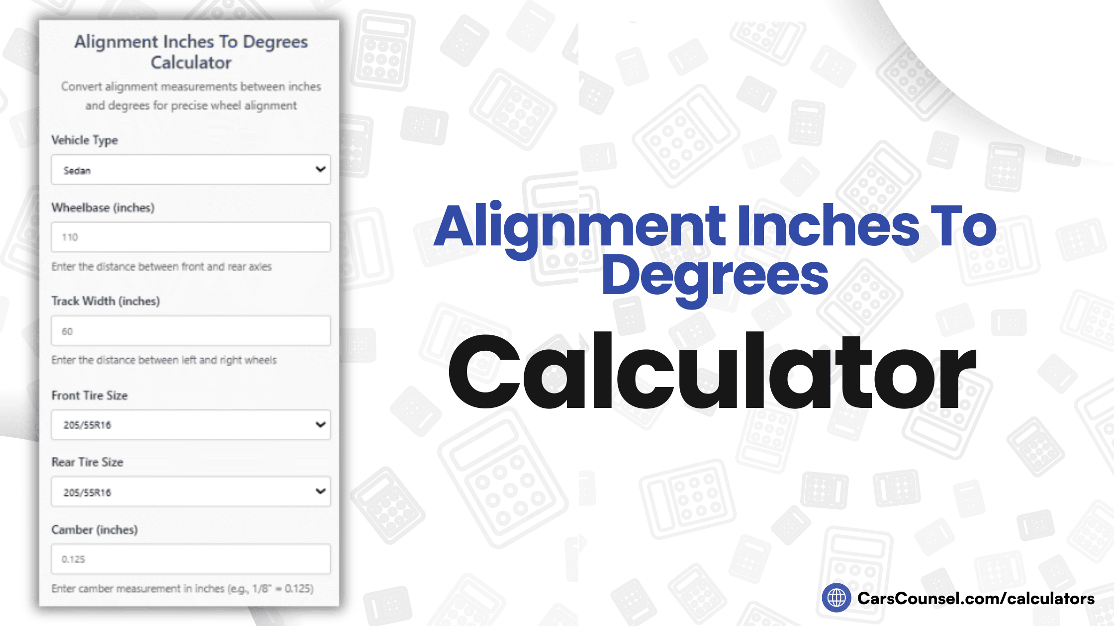 Alignment Inches To Degrees Calculator