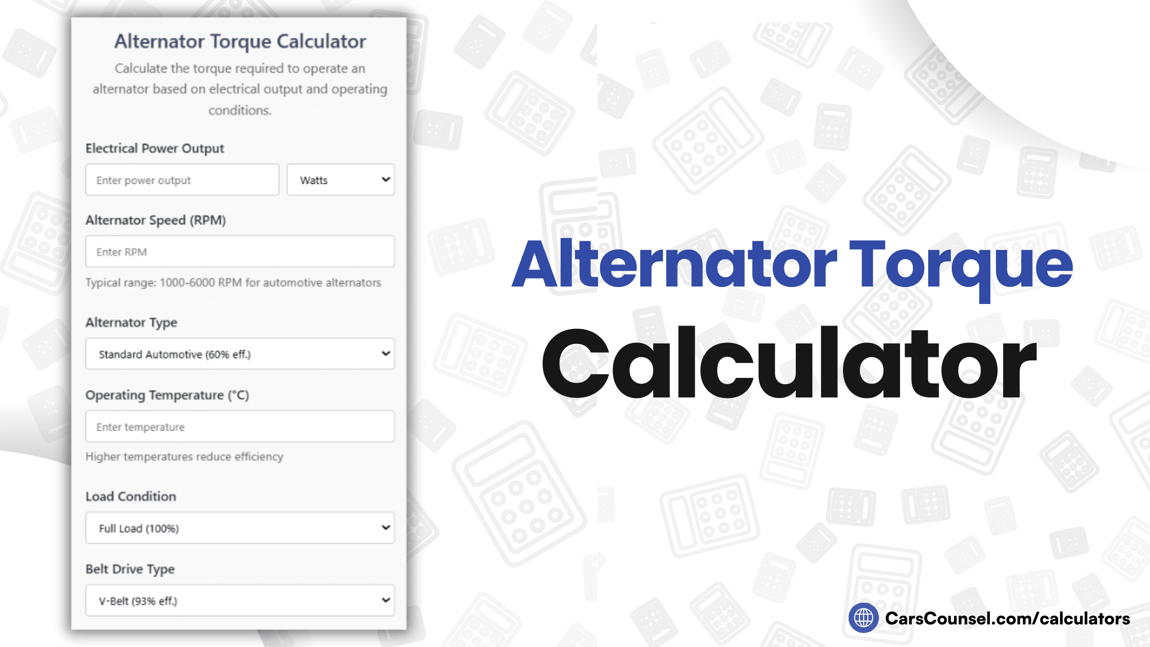 Alternator Torque Calculator