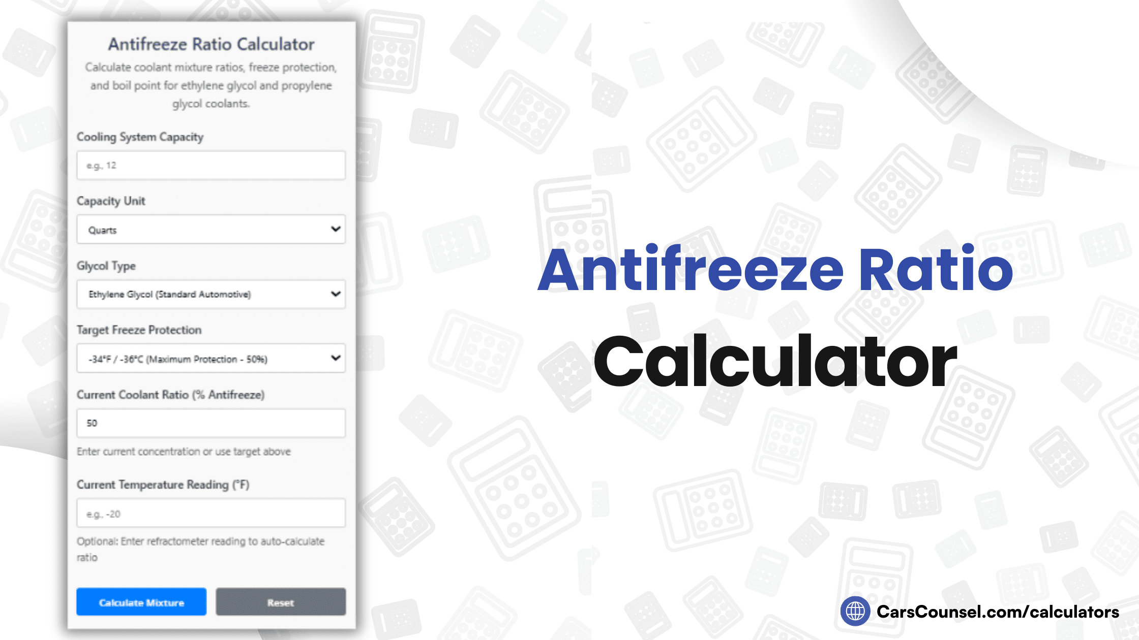Antifreeze Ratio Calculator