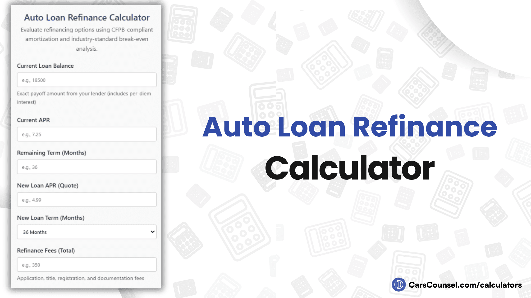 Auto Loan Refinance Calculator