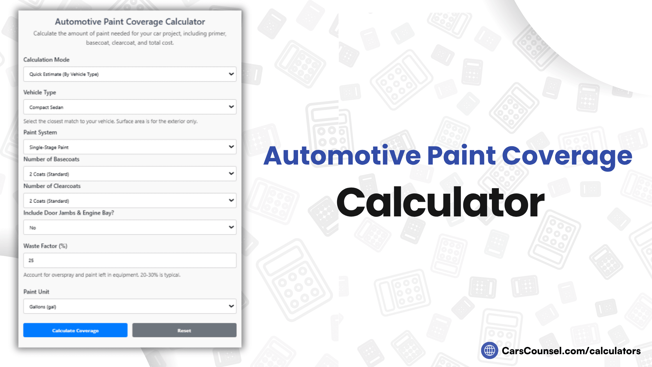 Automotive Paint Coverage Calculator