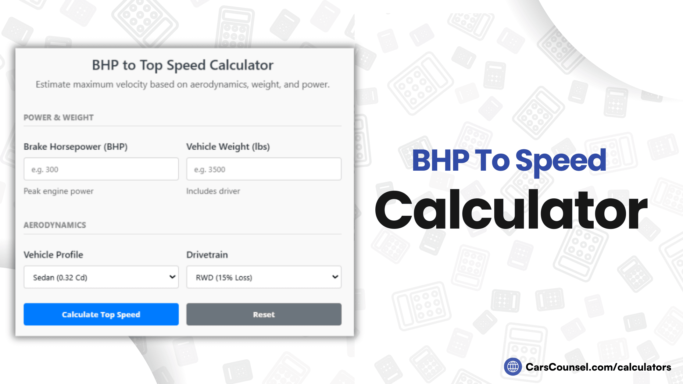 BHP To Speed Calculator
