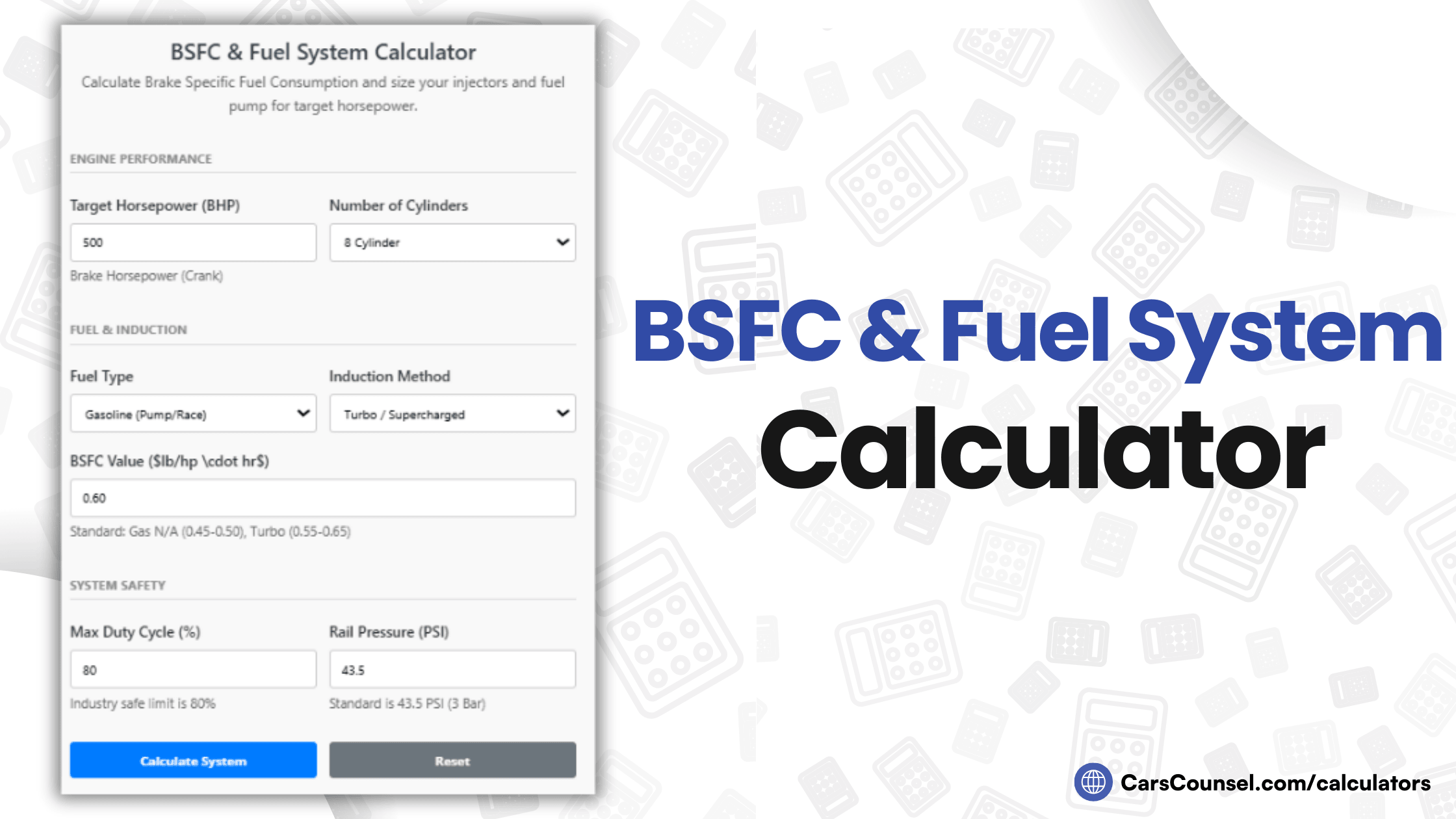 BSFC & Fuel System Calculator