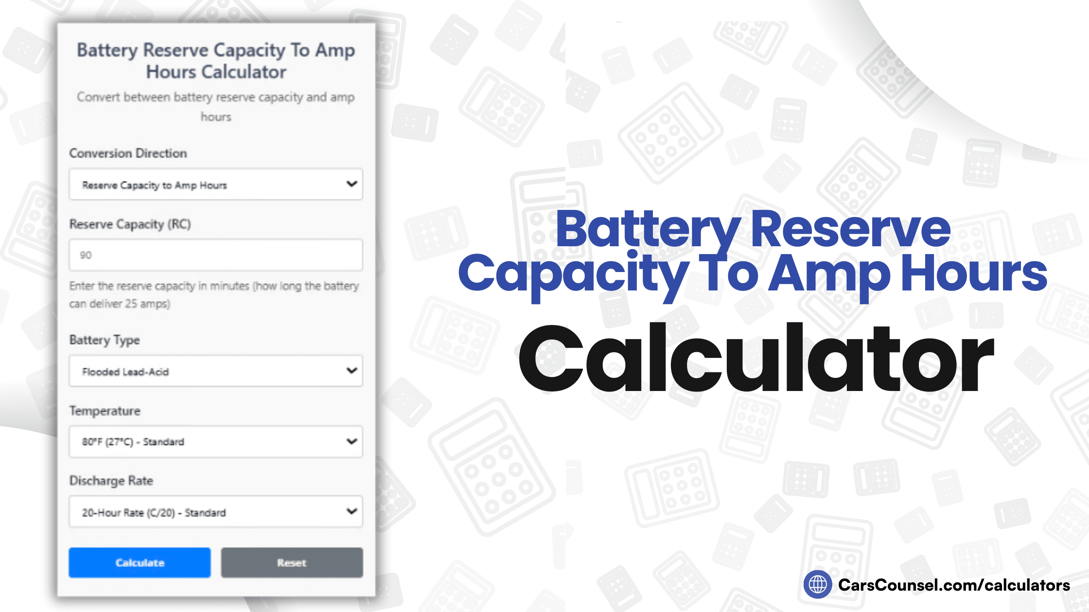 Battery Reserve Capacity To Amp Hours Calculator