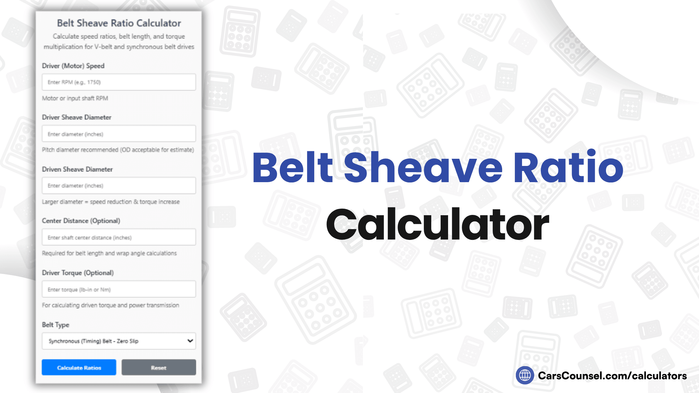 Belt Sheave Ratio Calculator