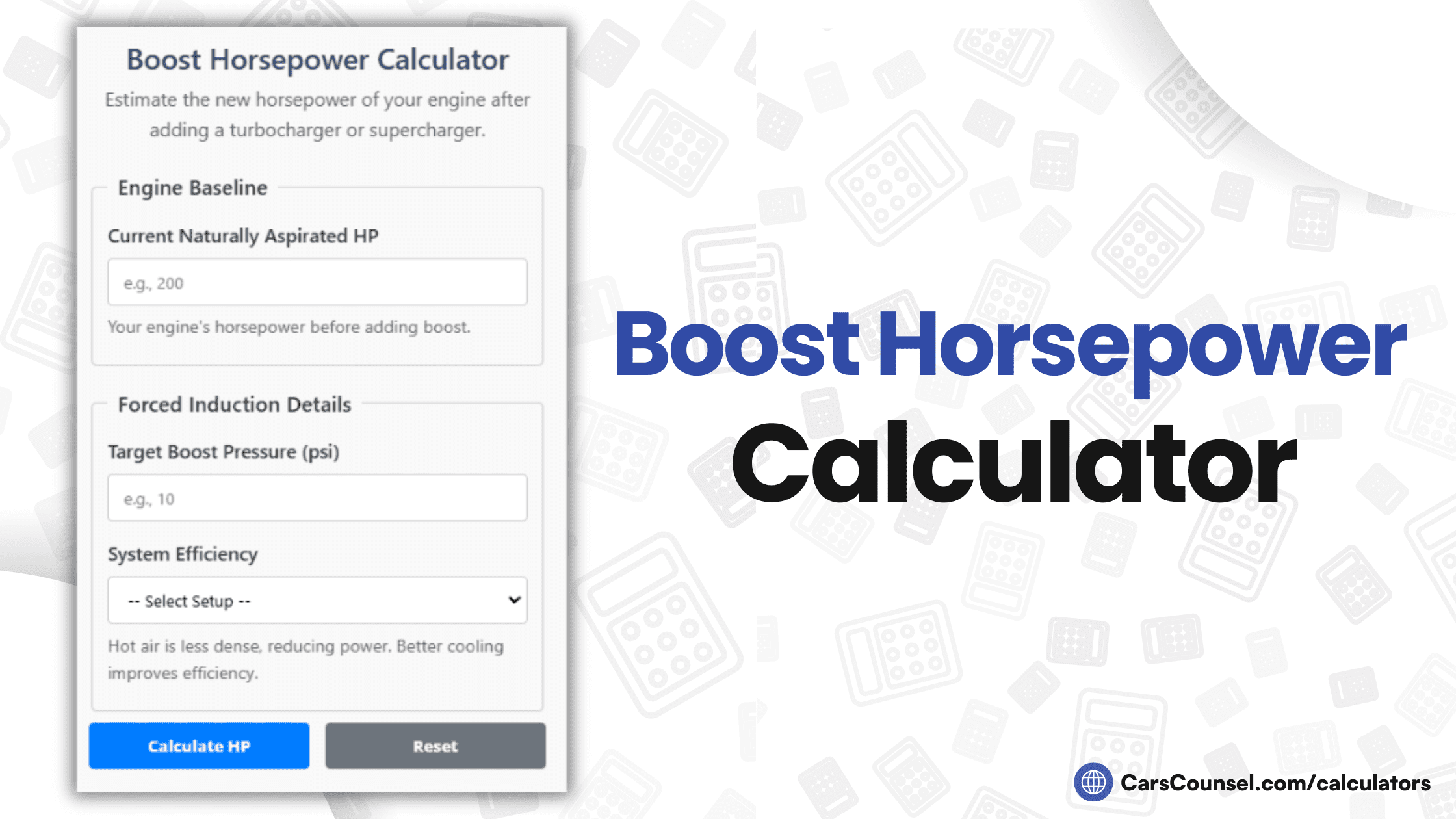 Boost Horsepower Calculator
