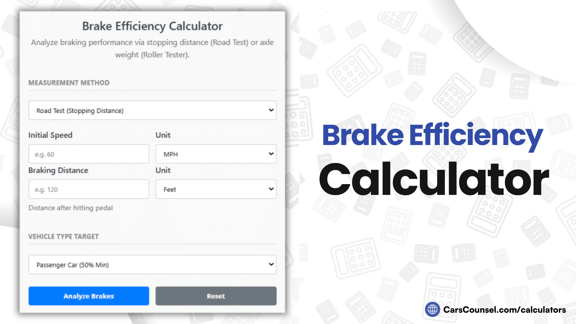 Brake Efficiency Calculator