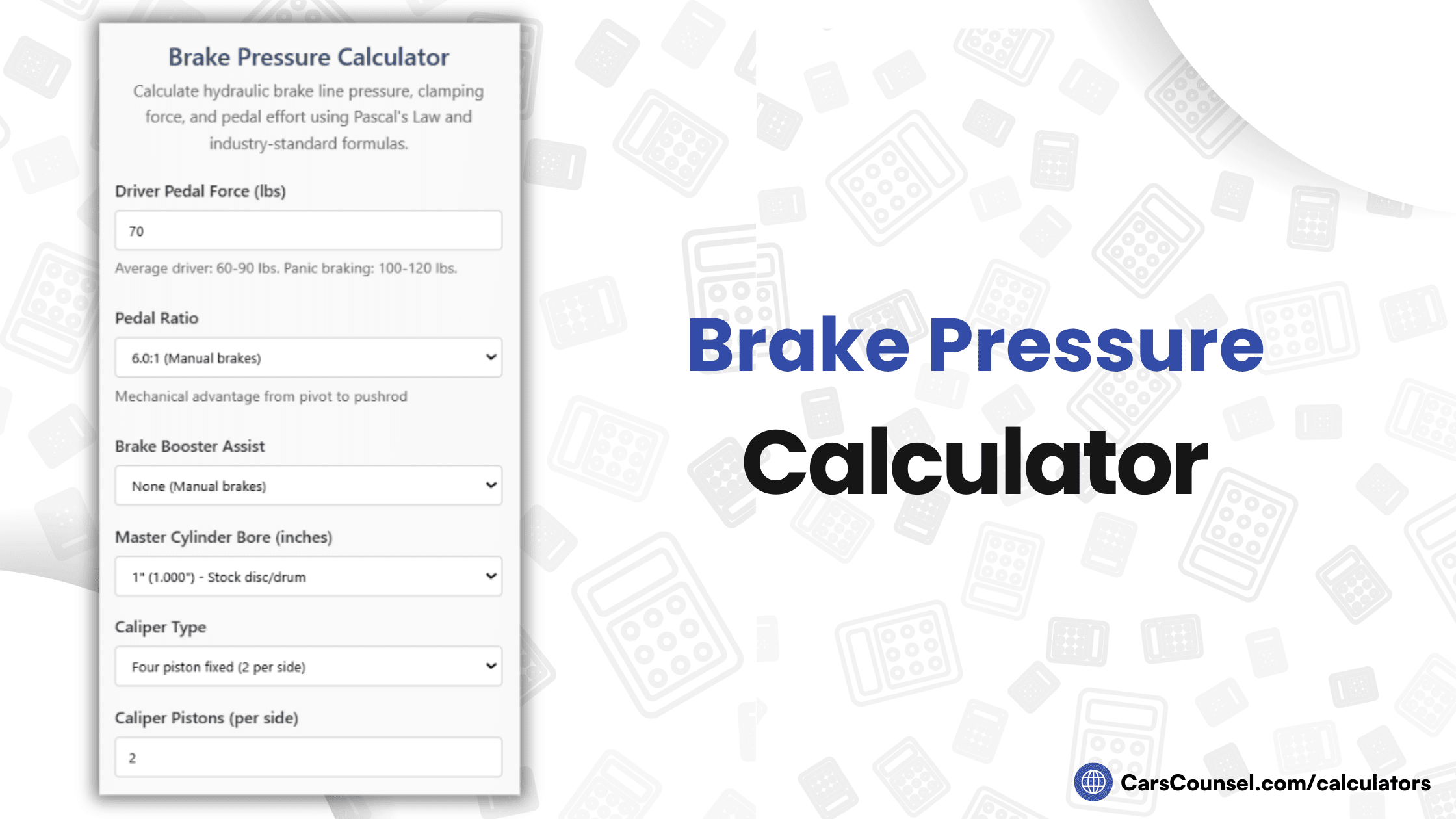 Brake Pressure Calculator