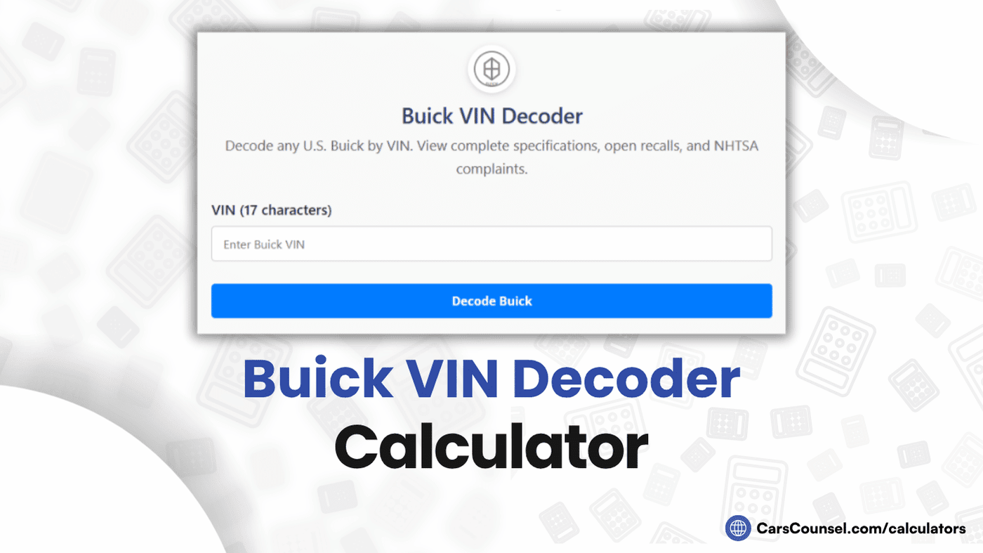 Buick VIN Decoder Calculator