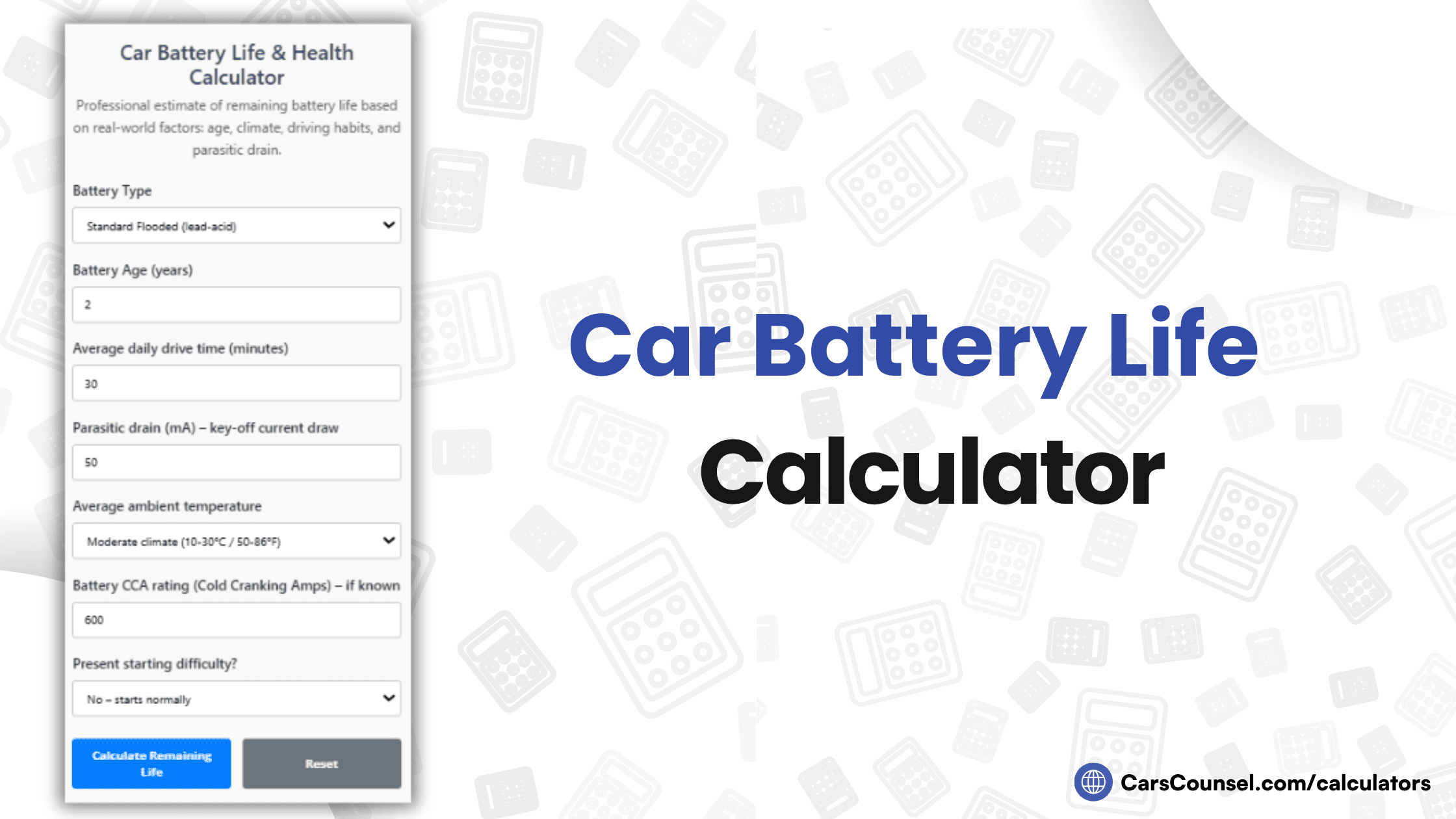 Car Battery Life Calculator