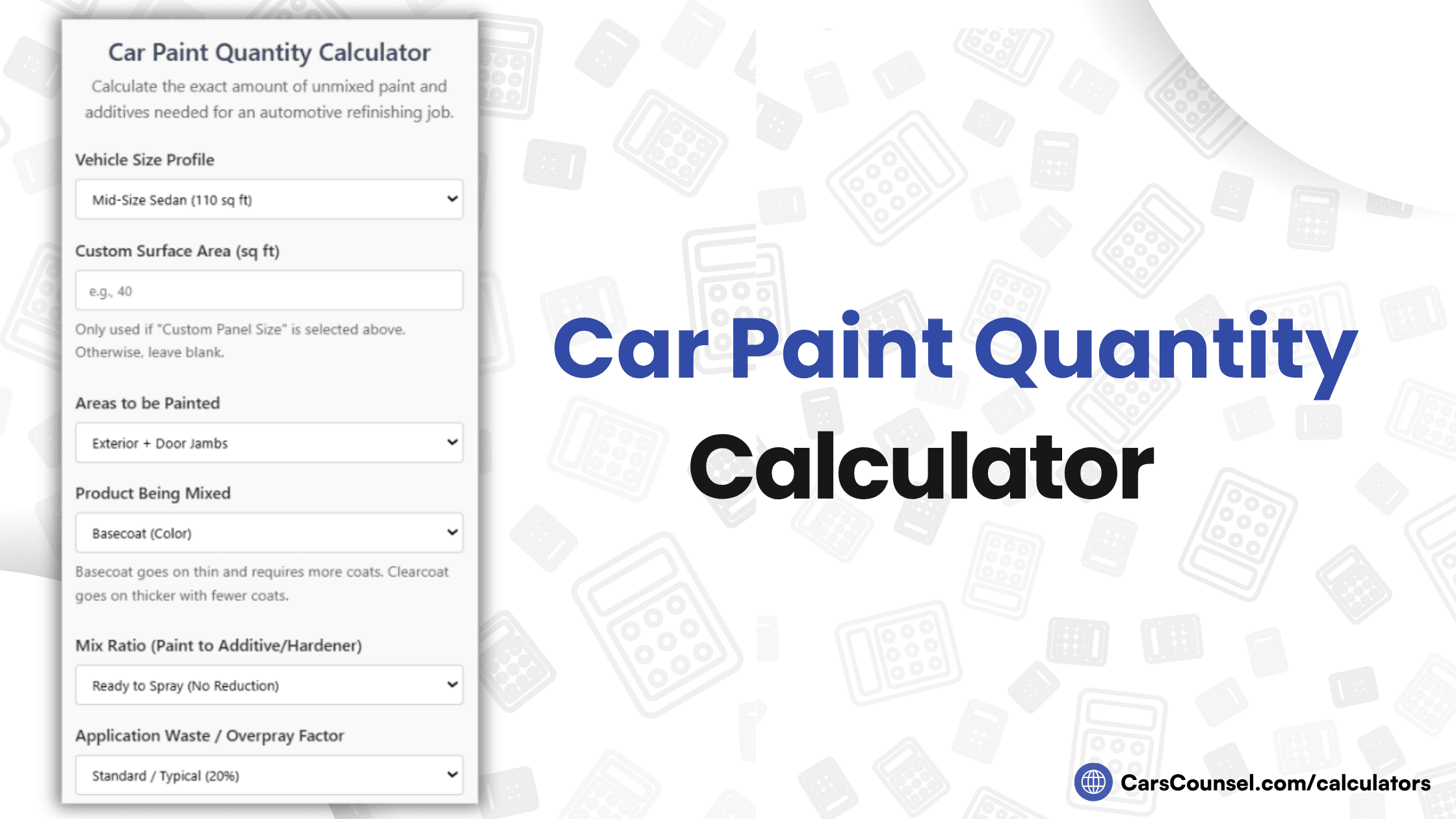Car Paint Quantity Calculator