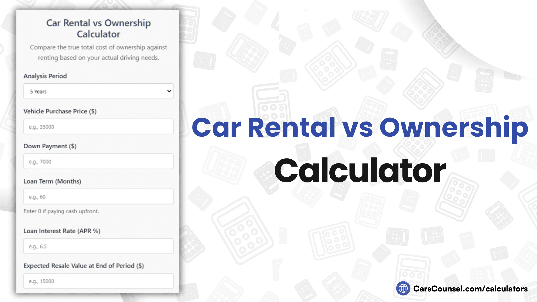 Car Rental Vs Ownership Calculator
