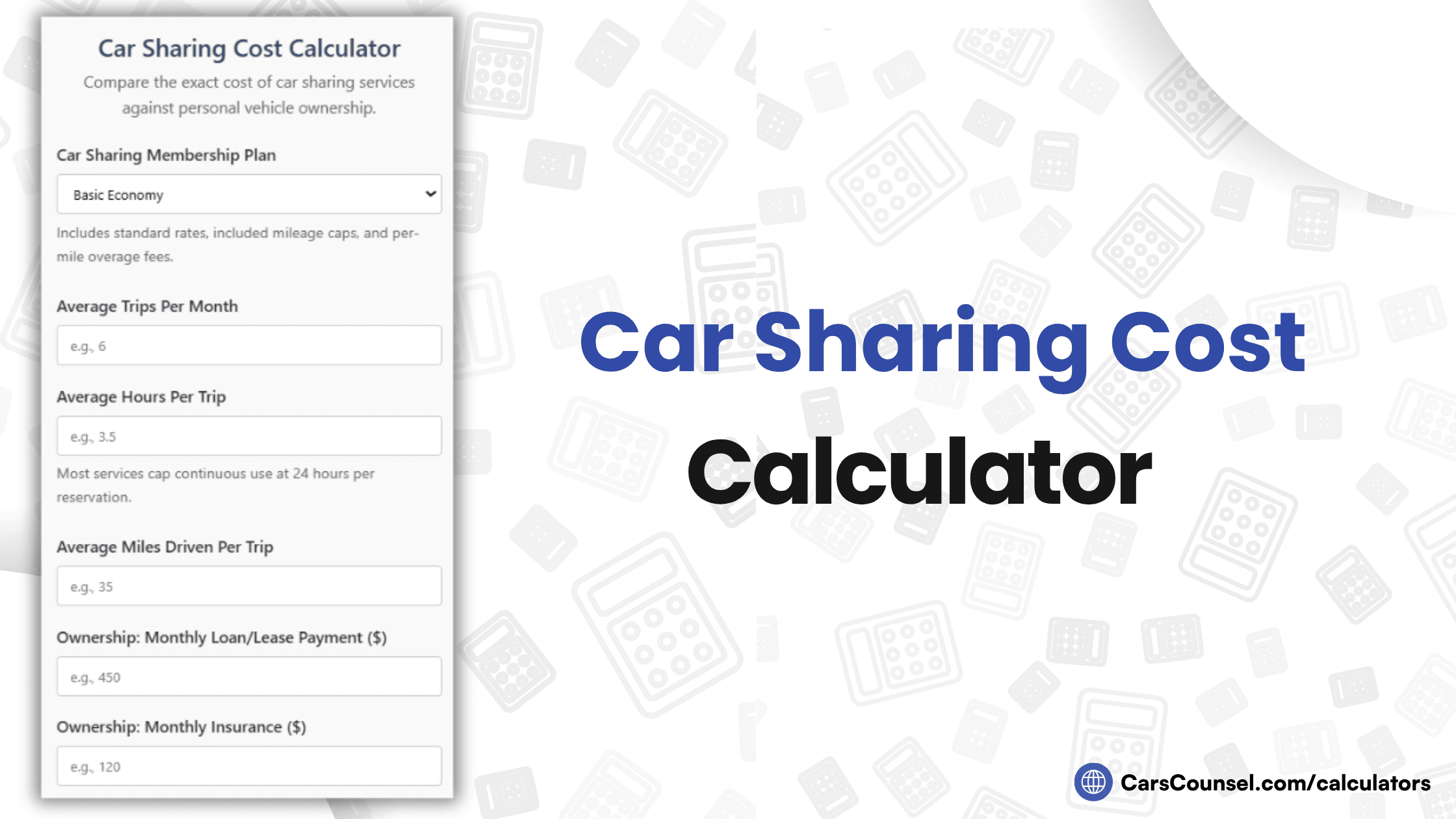Car Sharing Cost Calculator