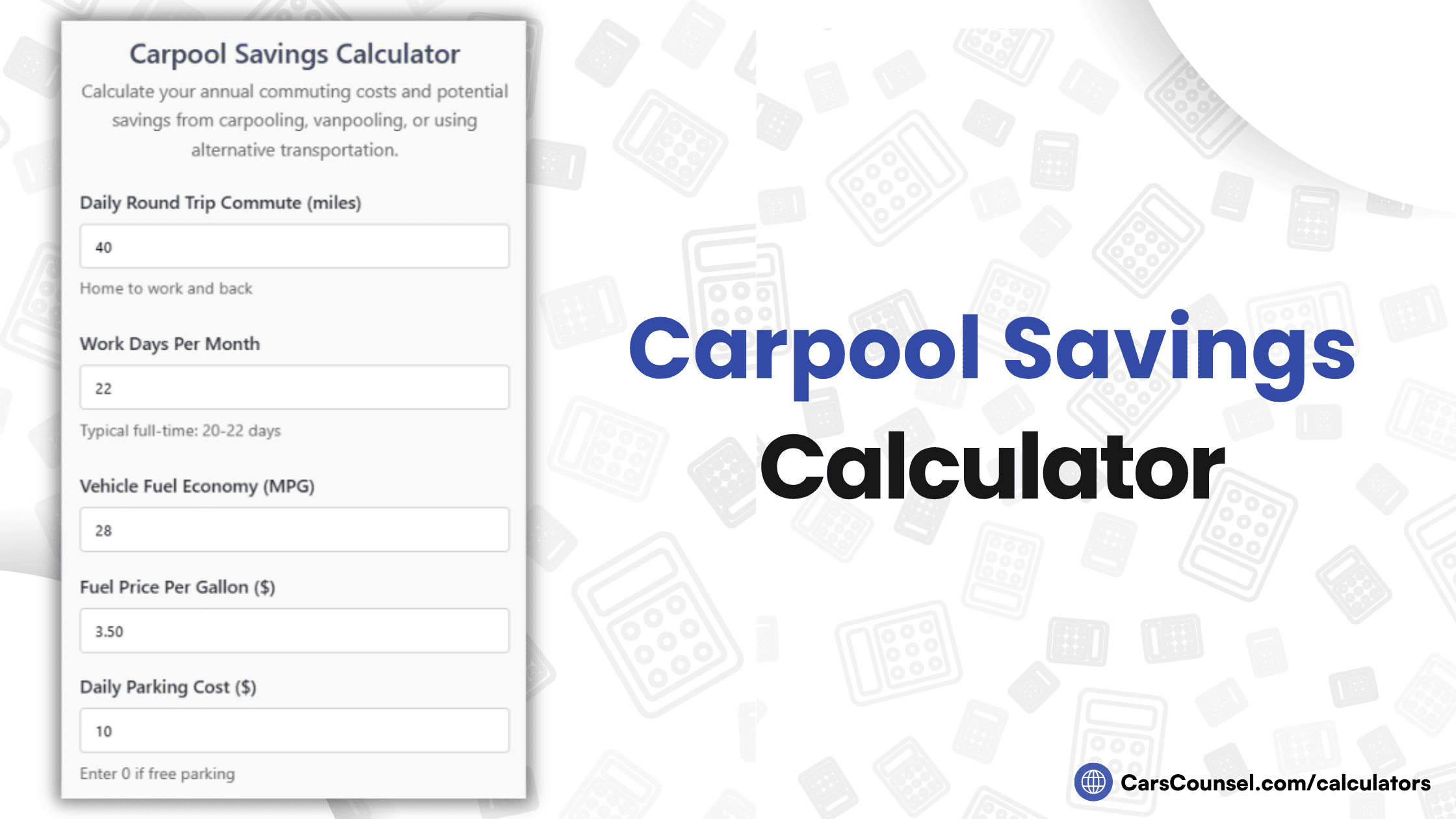 Carpool Savings Calculator