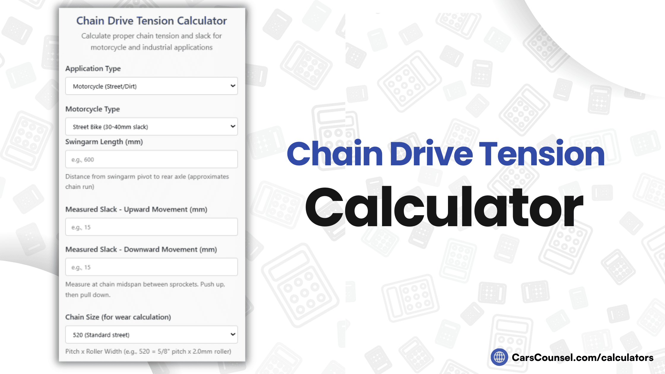 Chain Drive Tension Calculator