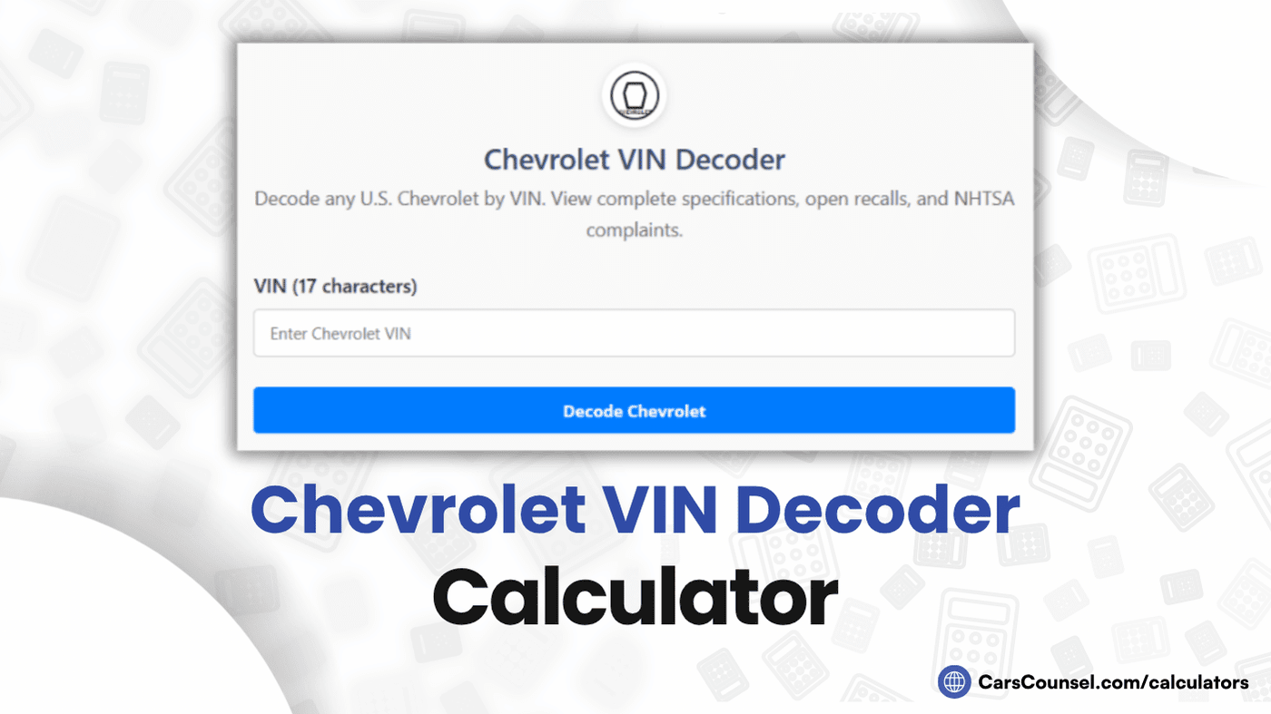 Chevrolet VIN Decoder Calculator