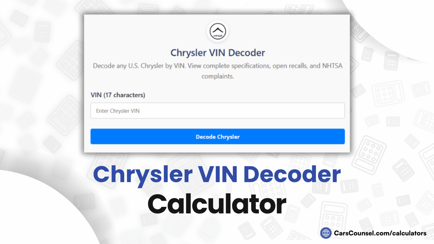 Chrysler VIN Decoder Calculator