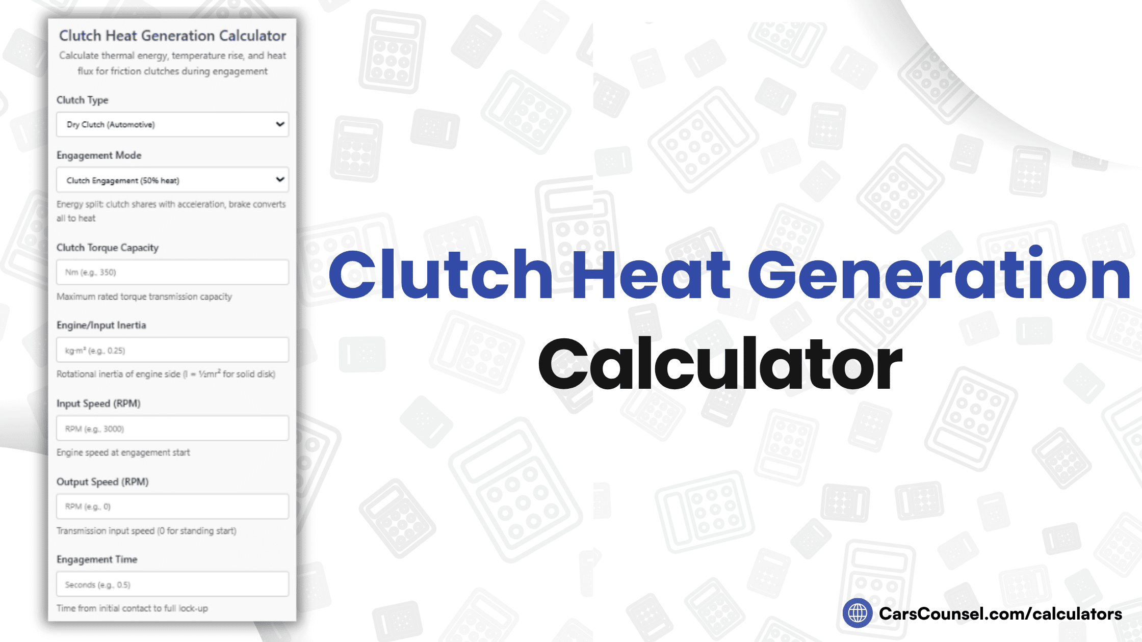 Clutch Heat Generation Calculator