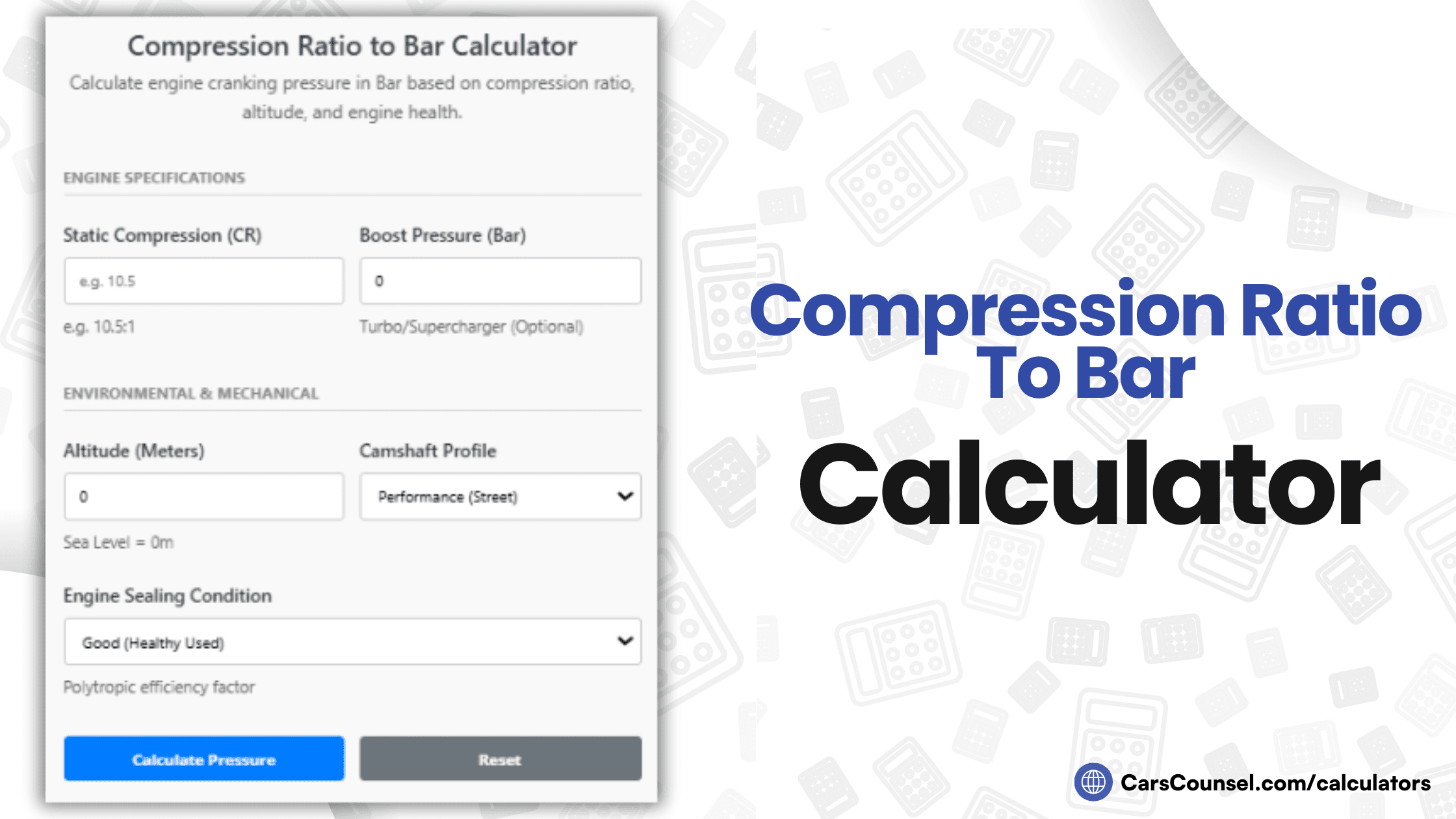 Compression Ratio To Bar Calculator