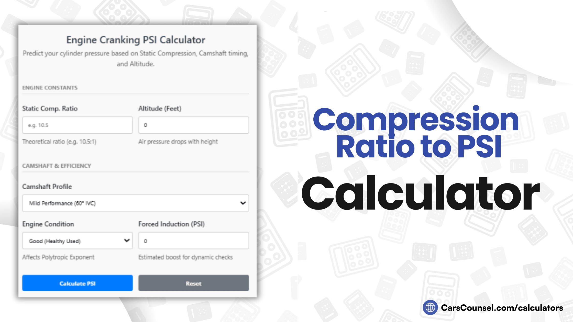 Compression Ratio To PSI Calculator