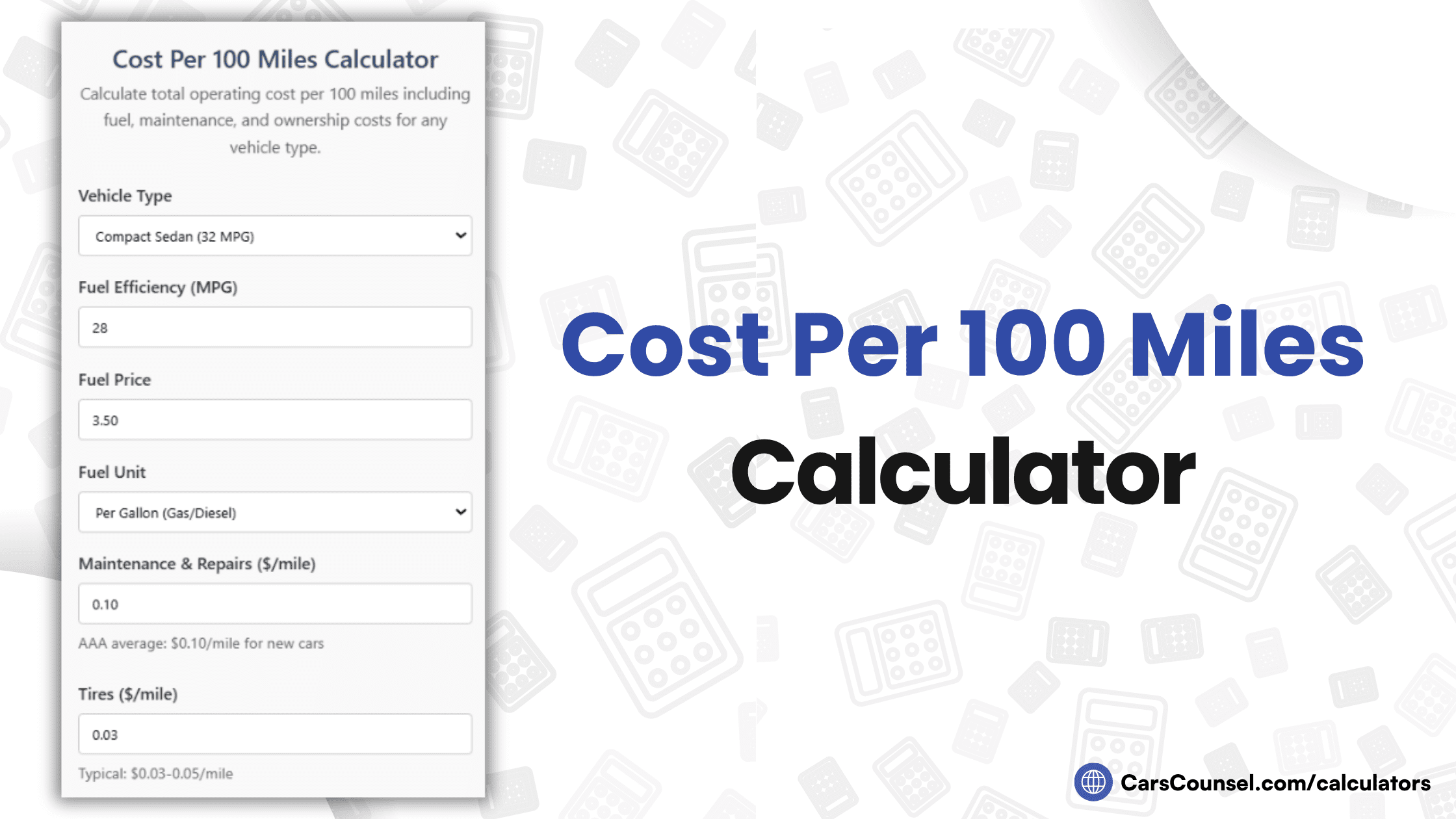 Cost Per Miles Calculator
