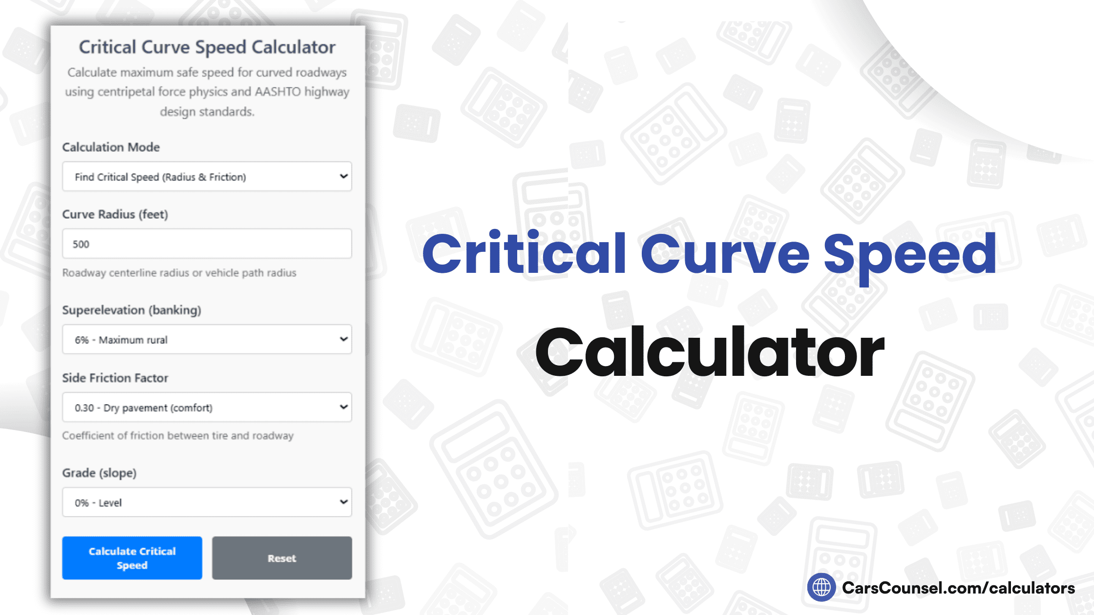Critical Curve Speed Calculator