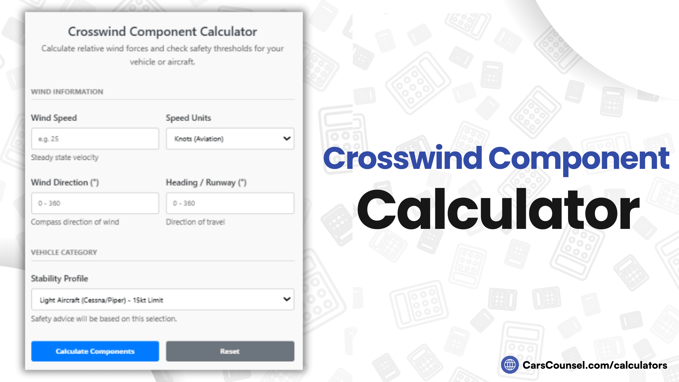 Crosswind Component Calculator