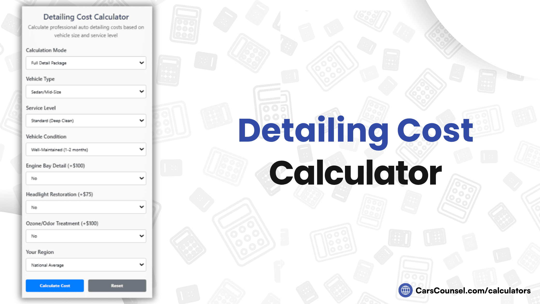 Detailing Cost Calculator