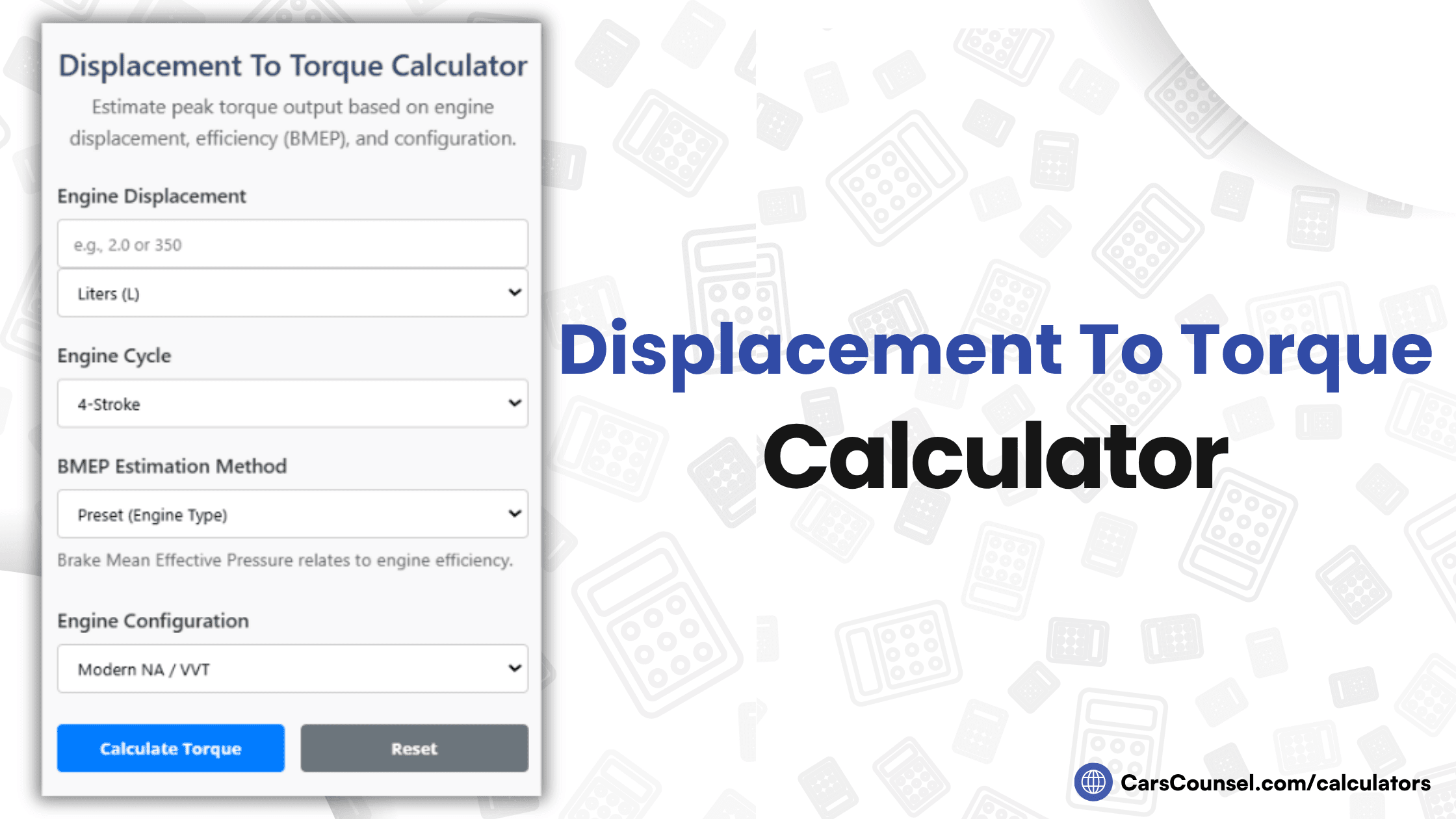 Displacement To Torque Calculator