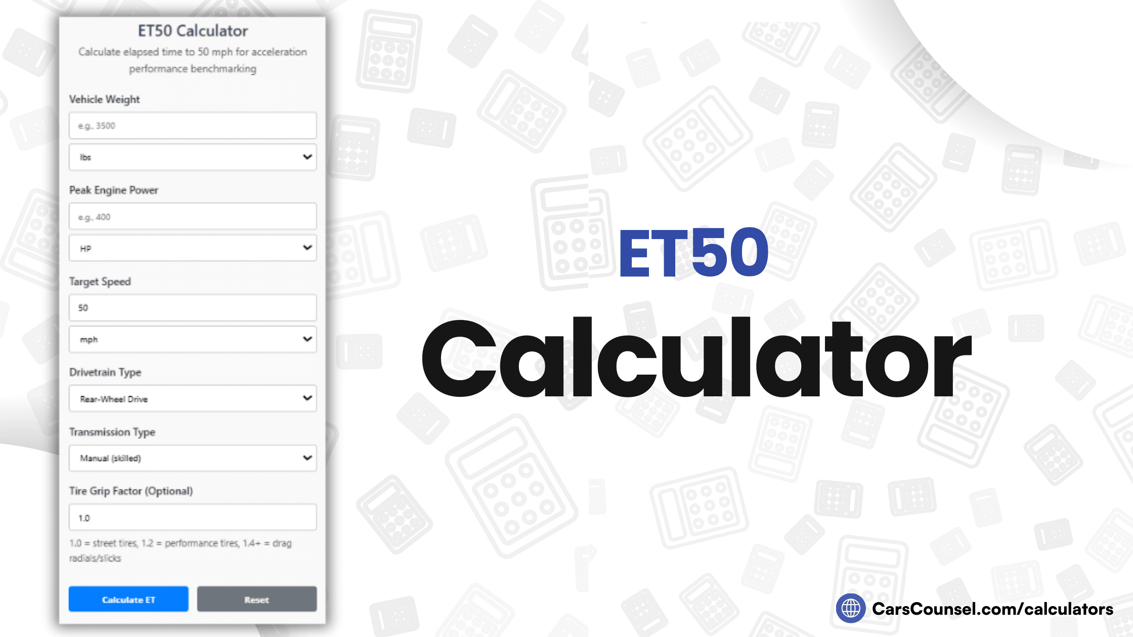 ET50 Calculator